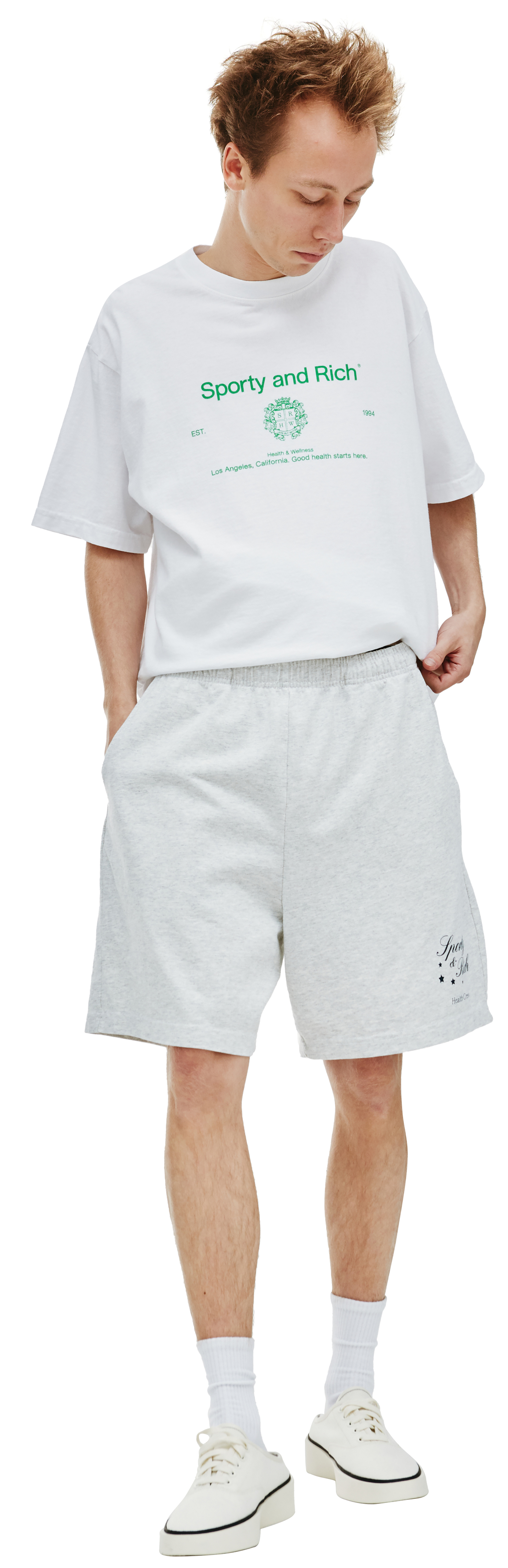 SPORTY & RICH Stars Health Crew Gym Shorts