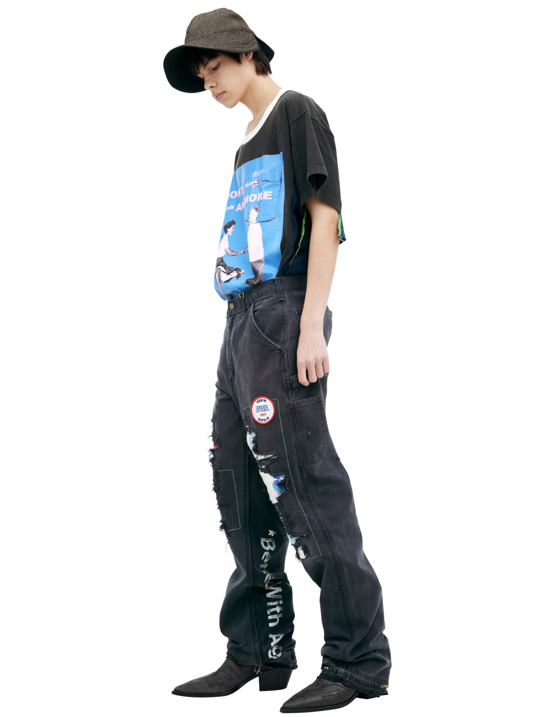 BETTER WITH AGE Black patch jeans