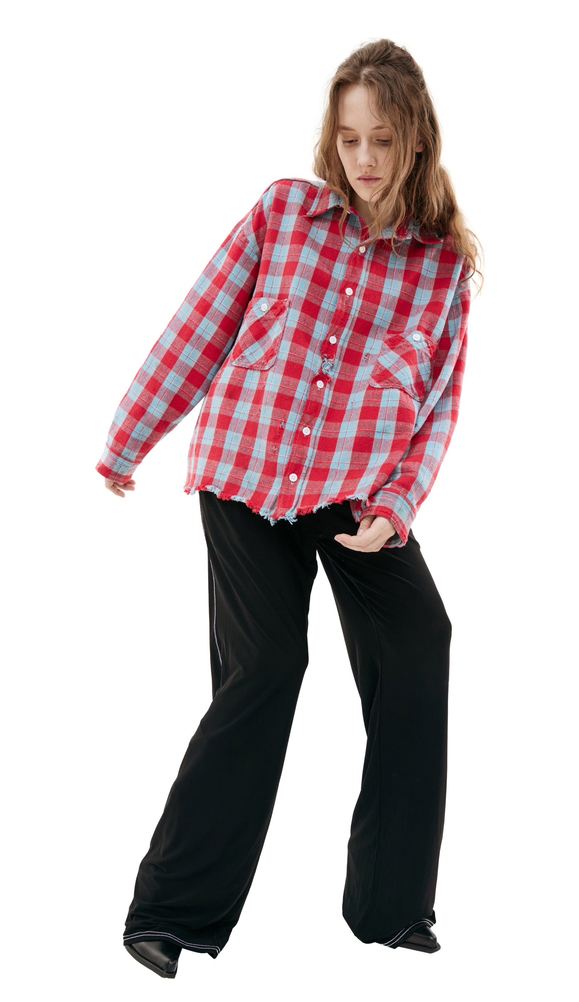 Saint Mxxxxxx Ripped plaid shirt