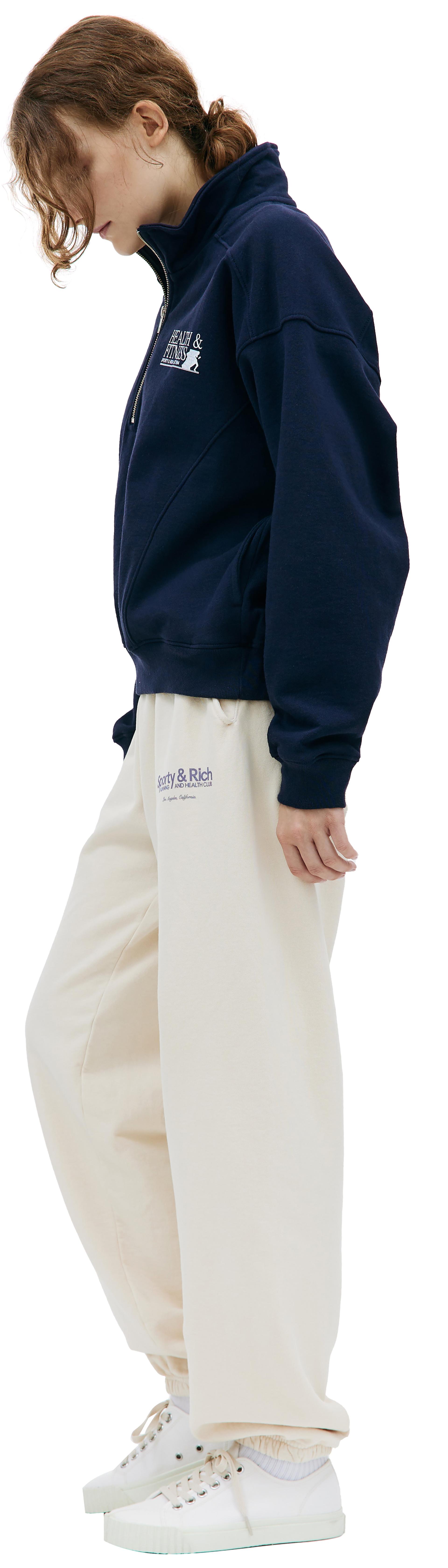 SPORTY & RICH Cotton zip up sweatshirt