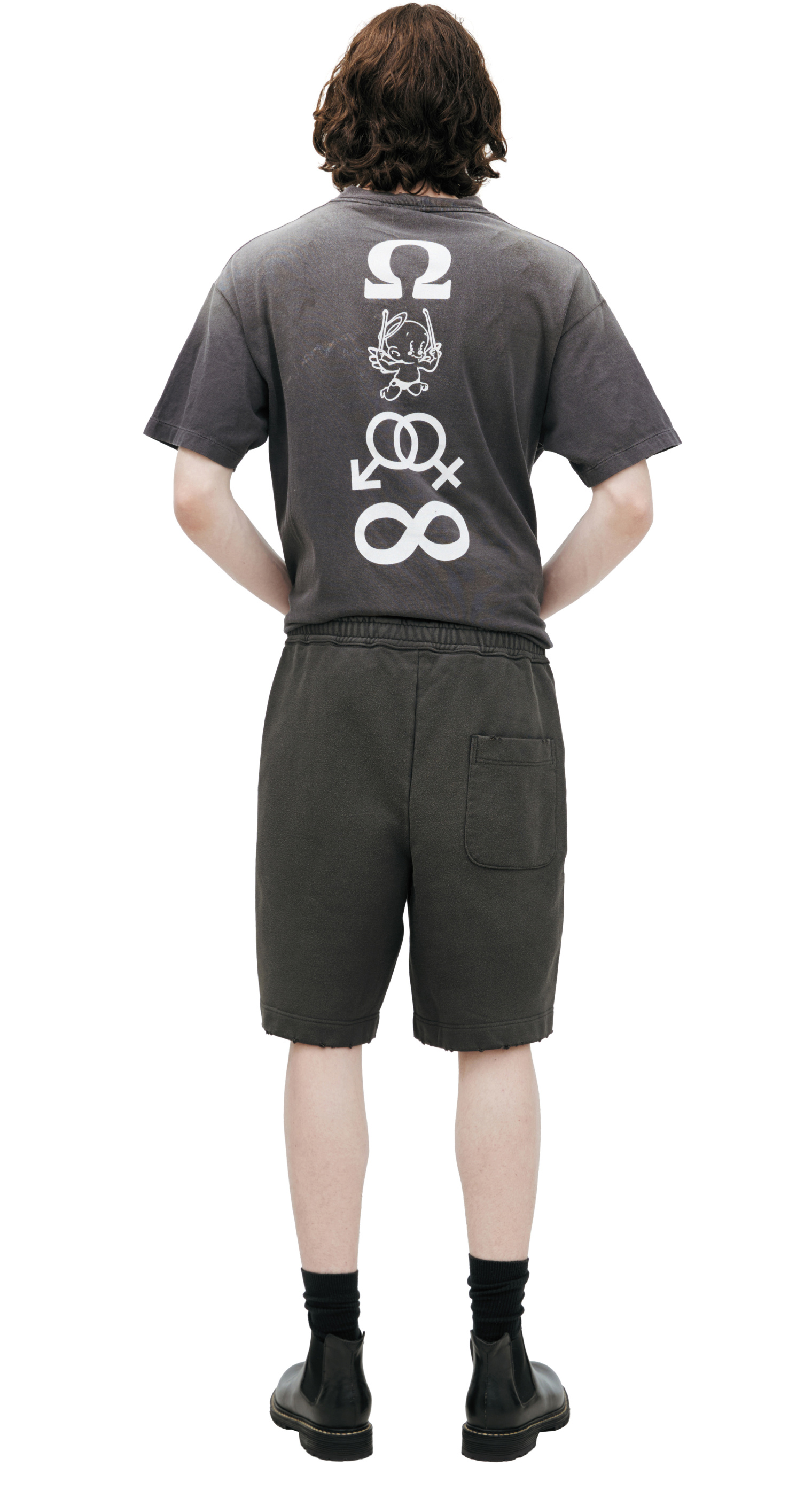 Buy Maison Mihara Yasuhiro men black cotton mix shorts for $500
