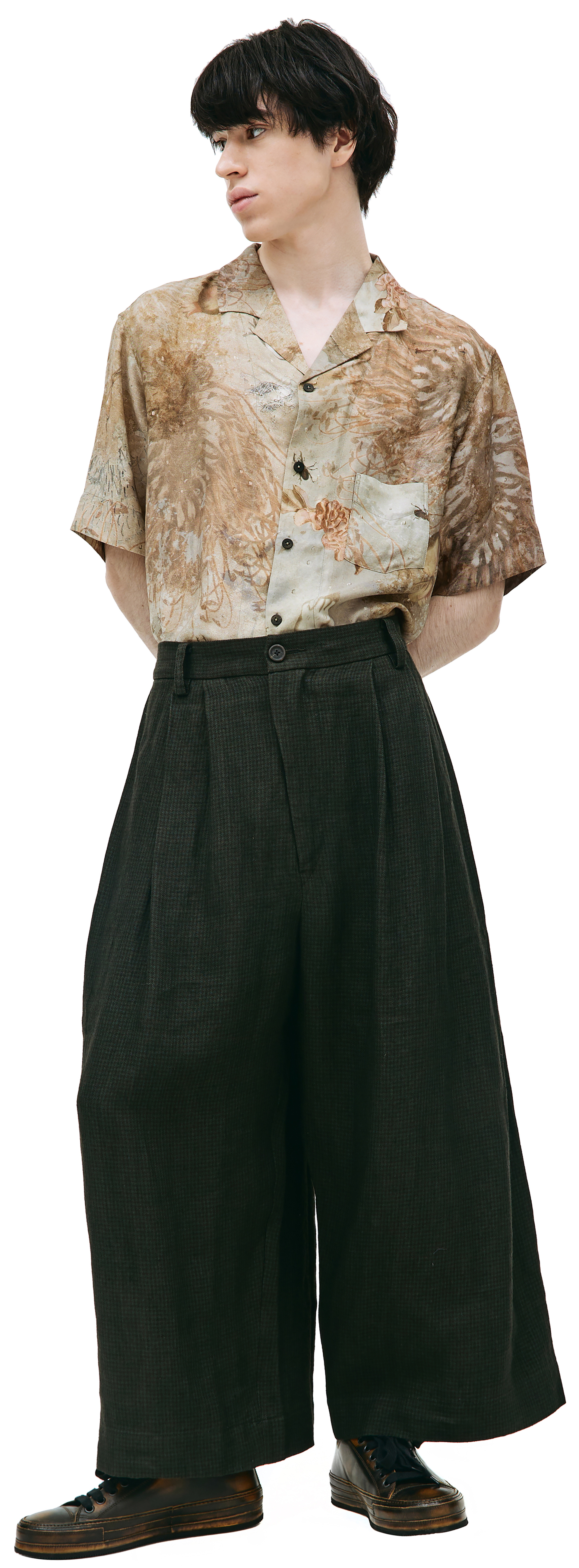 Ziggy Chen Check-print wide-leg trousers