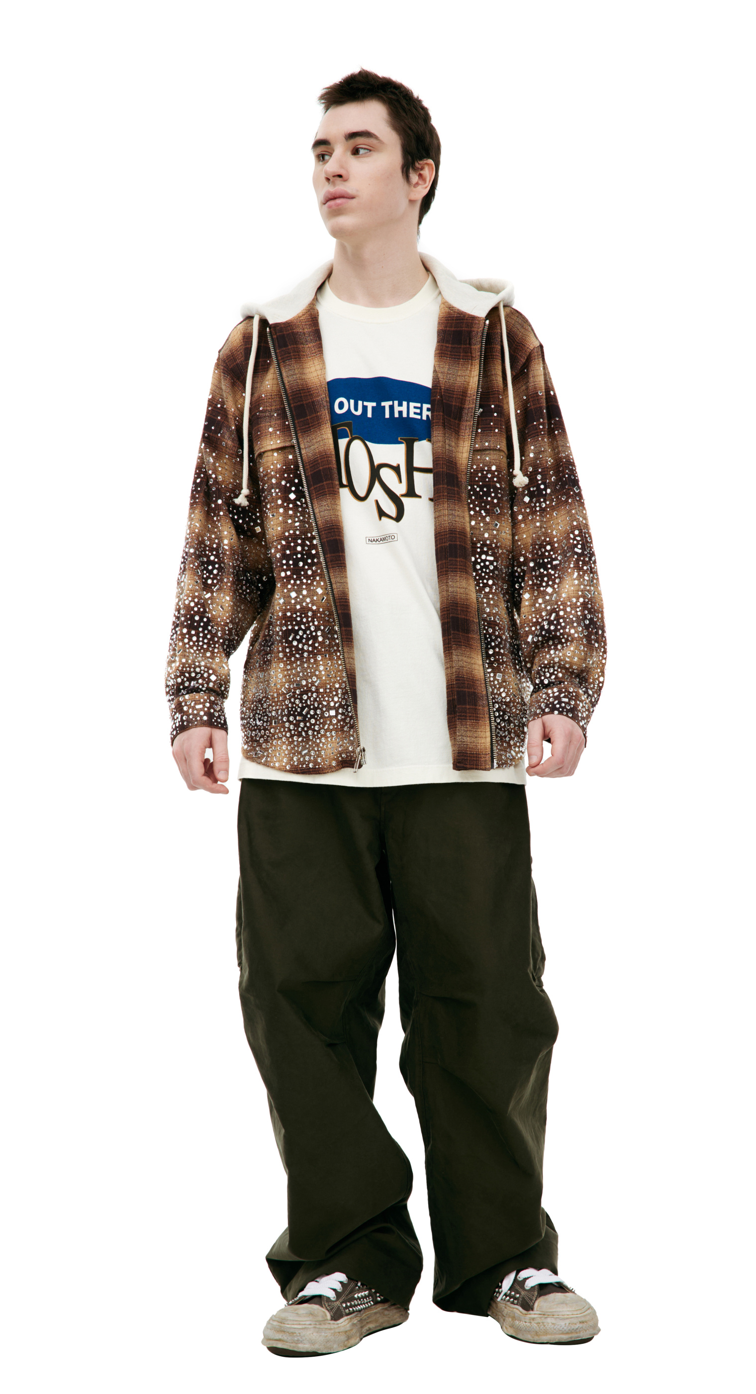 Satoshi Nakamoto Hooded plaid shirt