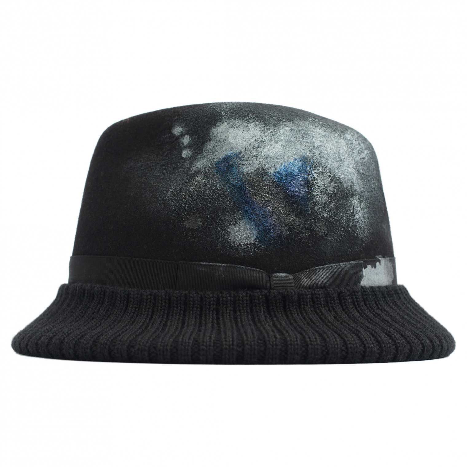 Yohji Yamamoto Black Hat With Paint Marks