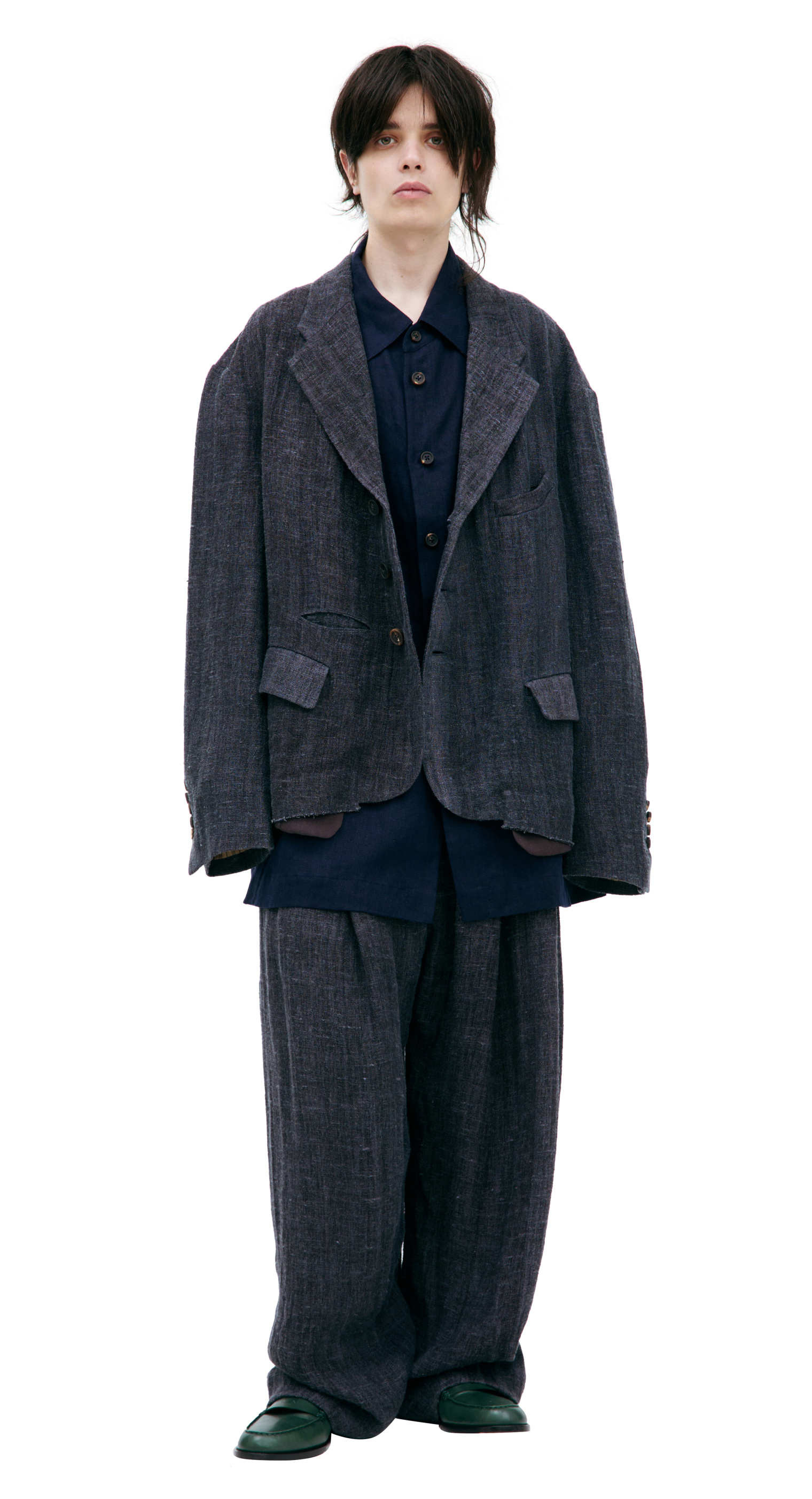 Ziggy Chen Single-breasted linen jacket