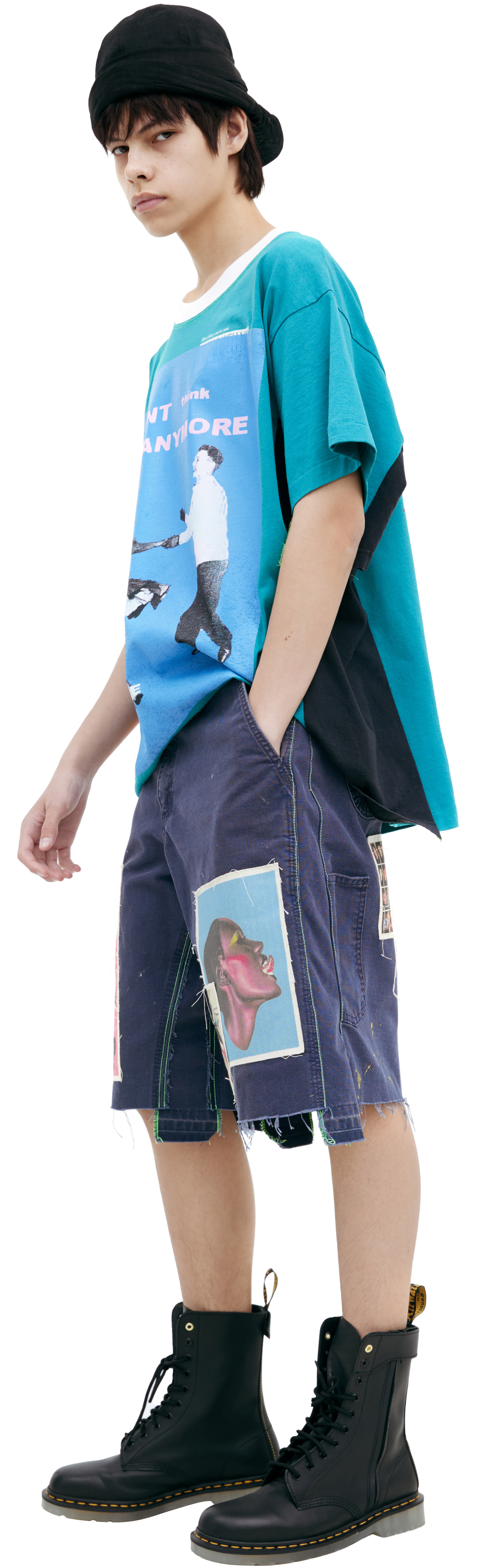 BETTER WITH AGE Patch denim shorts