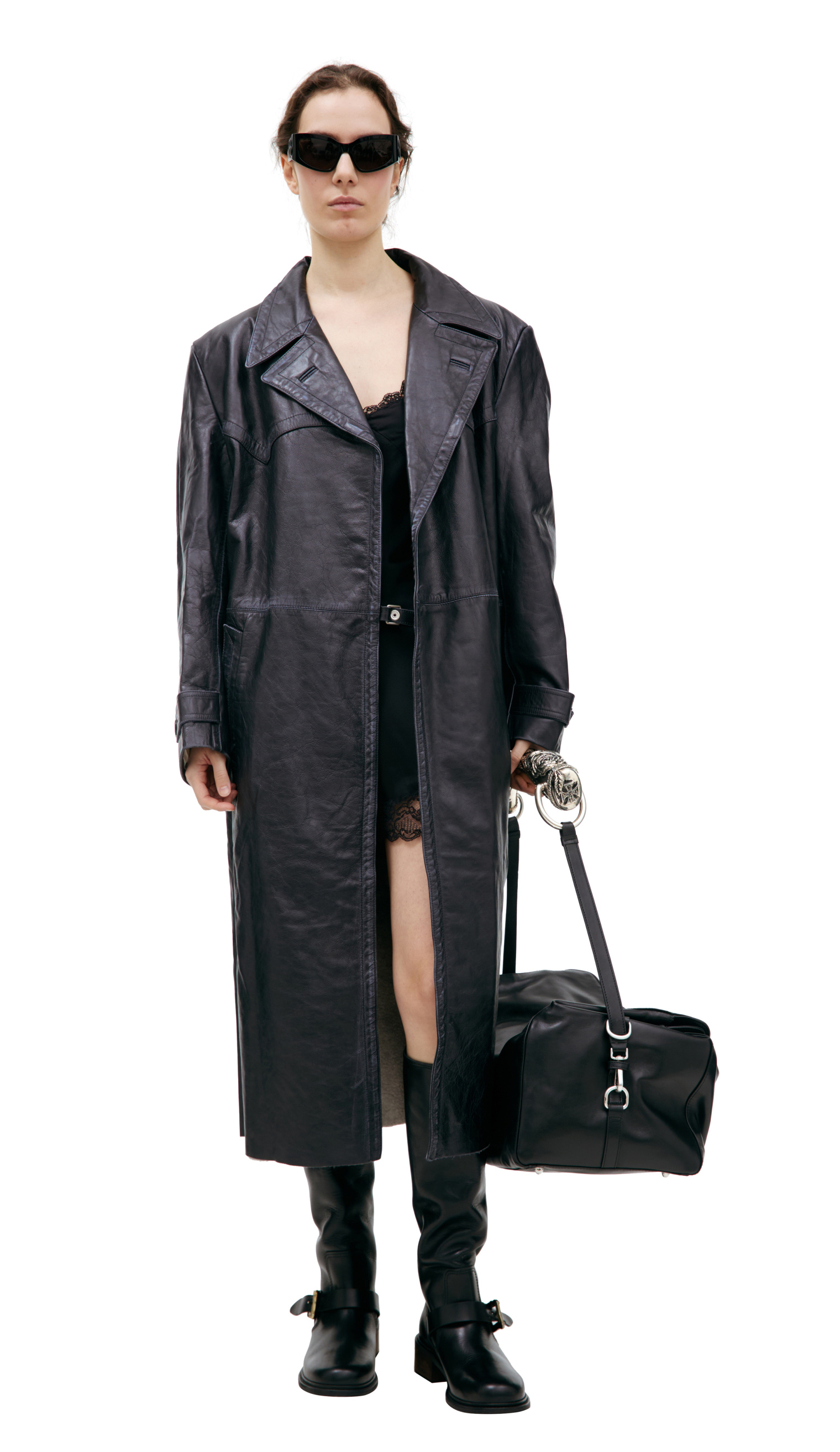 Enfants Riches Deprimes Leather trench coat with belt