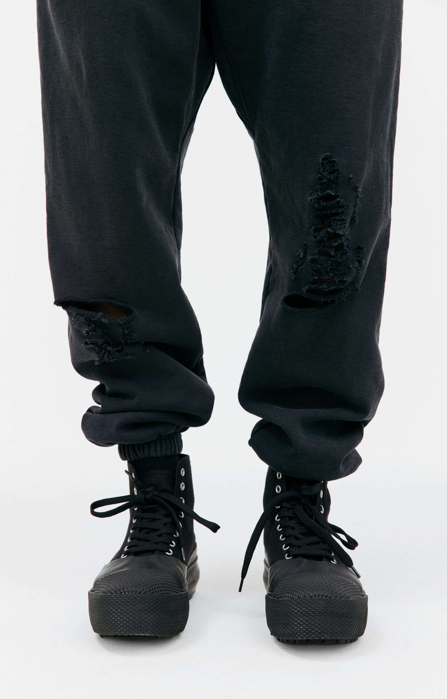 Satoshi Nakamoto Black distressed sweatpants