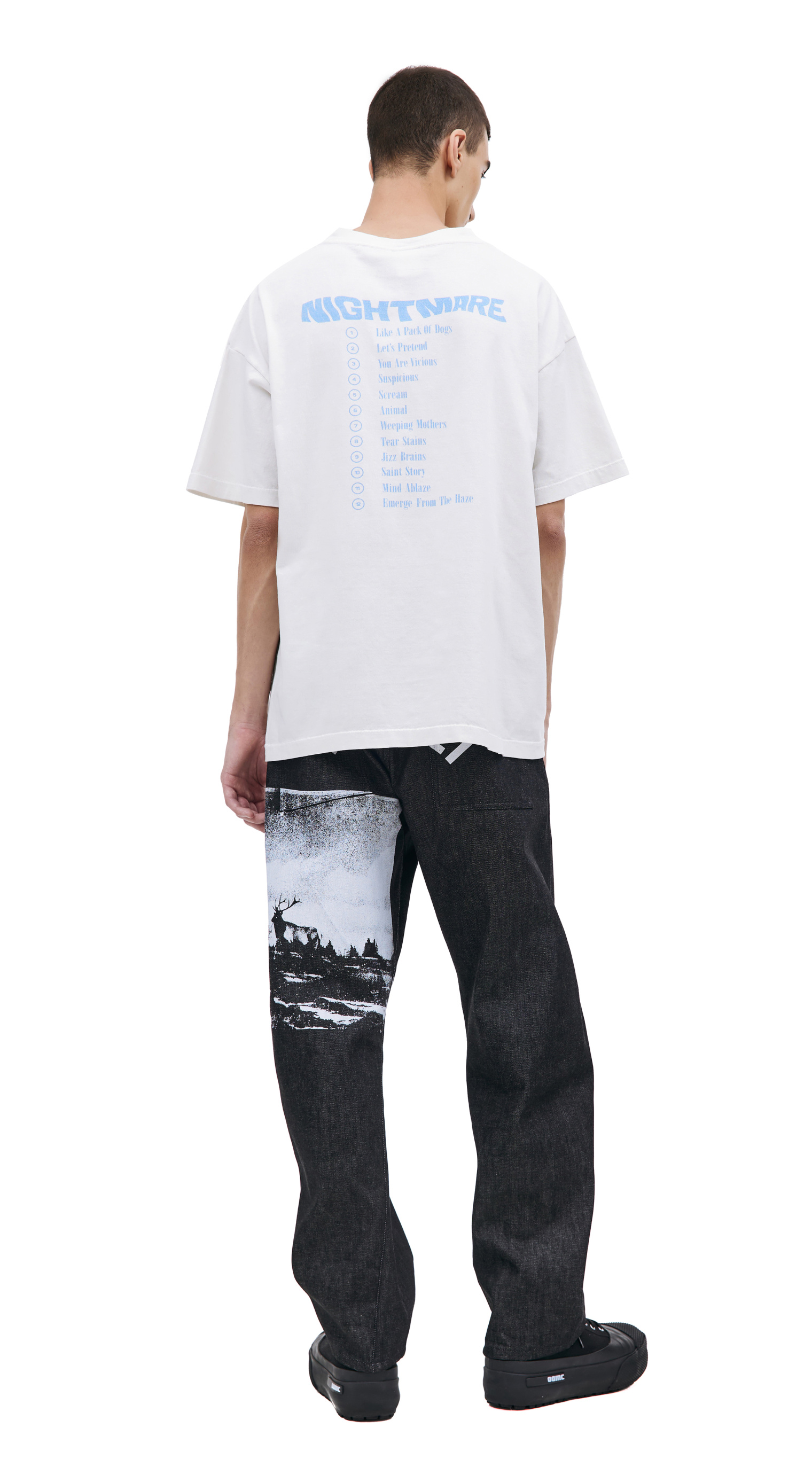 Buy Saint Michael men white 'consume' printed t-shirt for $301