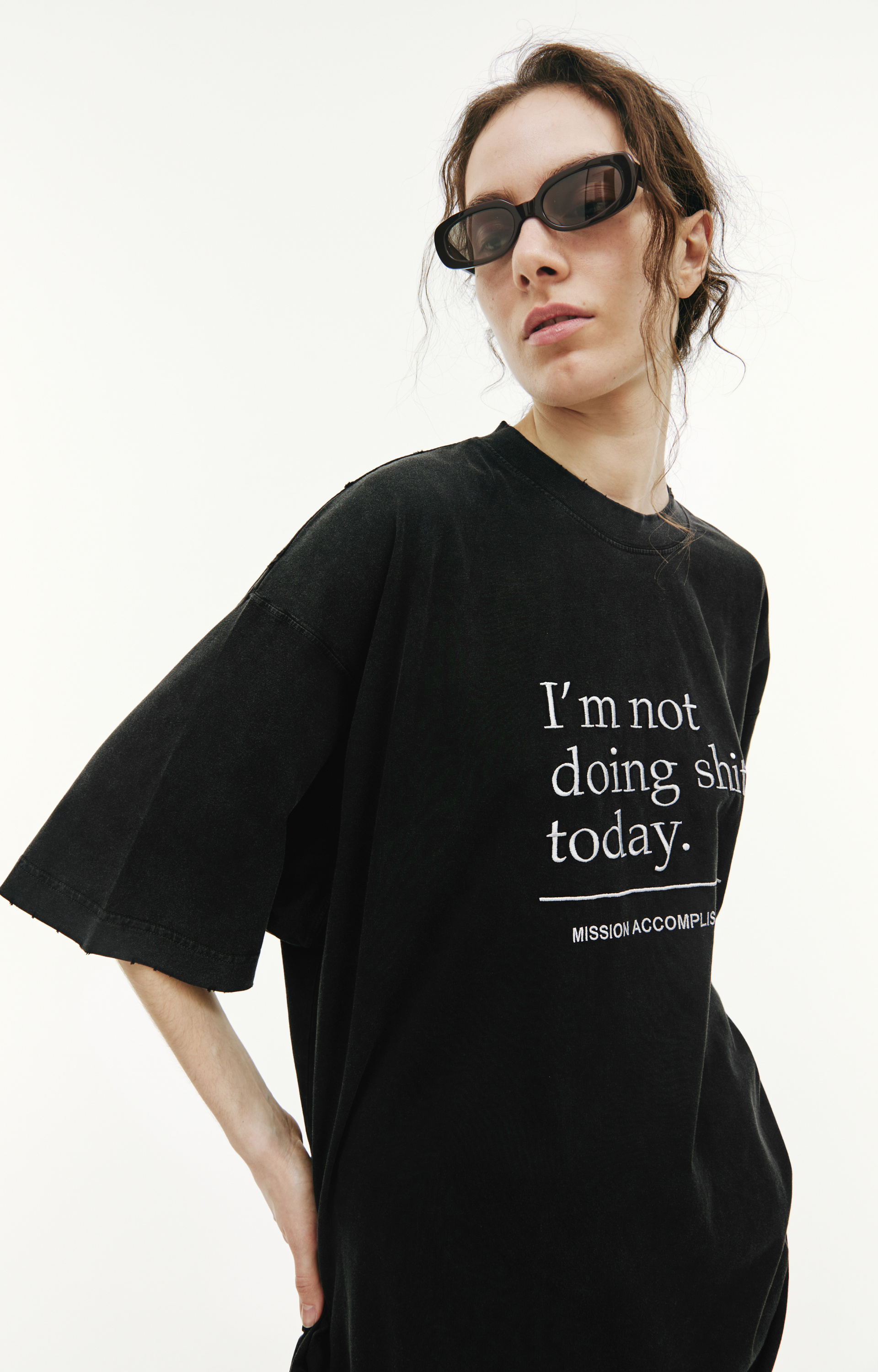 VETEMENTS Black \'I\'m Not Doing Shit Today\' t-shirt
