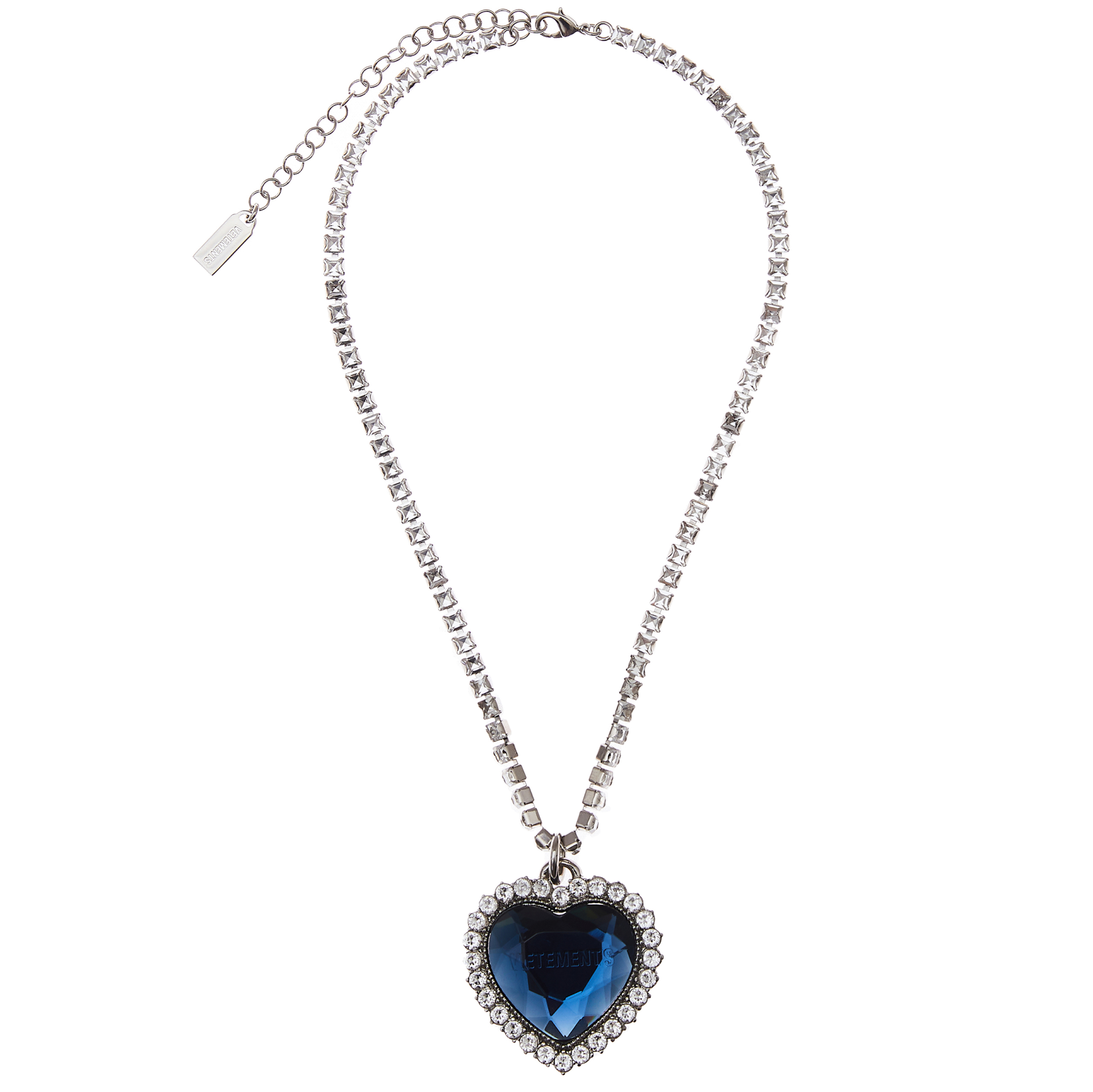 VETEMENTS Crystal Blue Heart Necklace