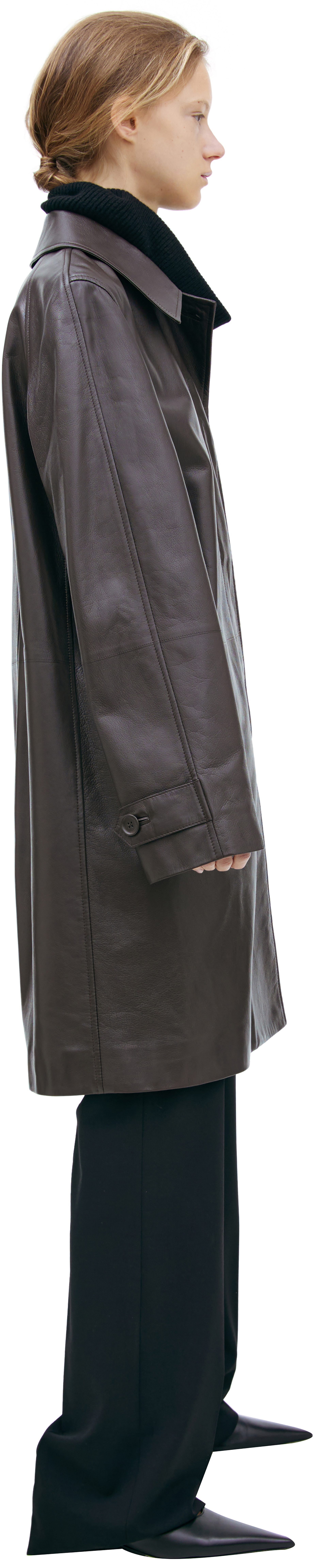 The Row Brown leather coat