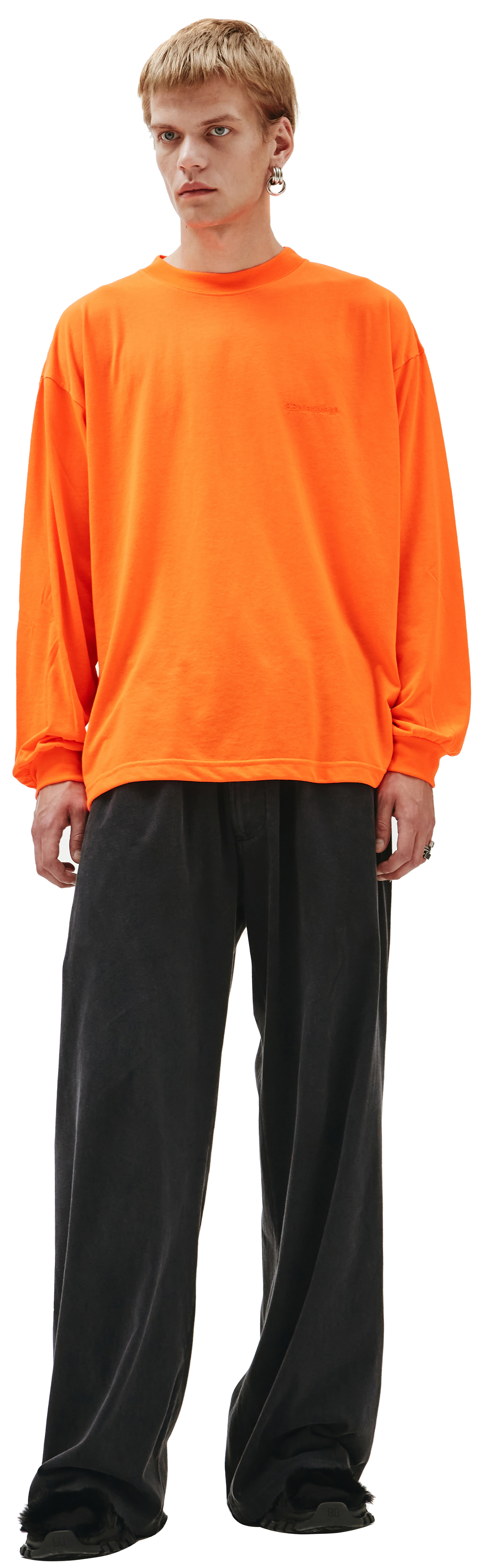 Balenciaga Orange Longsleeve with embroidered logo
