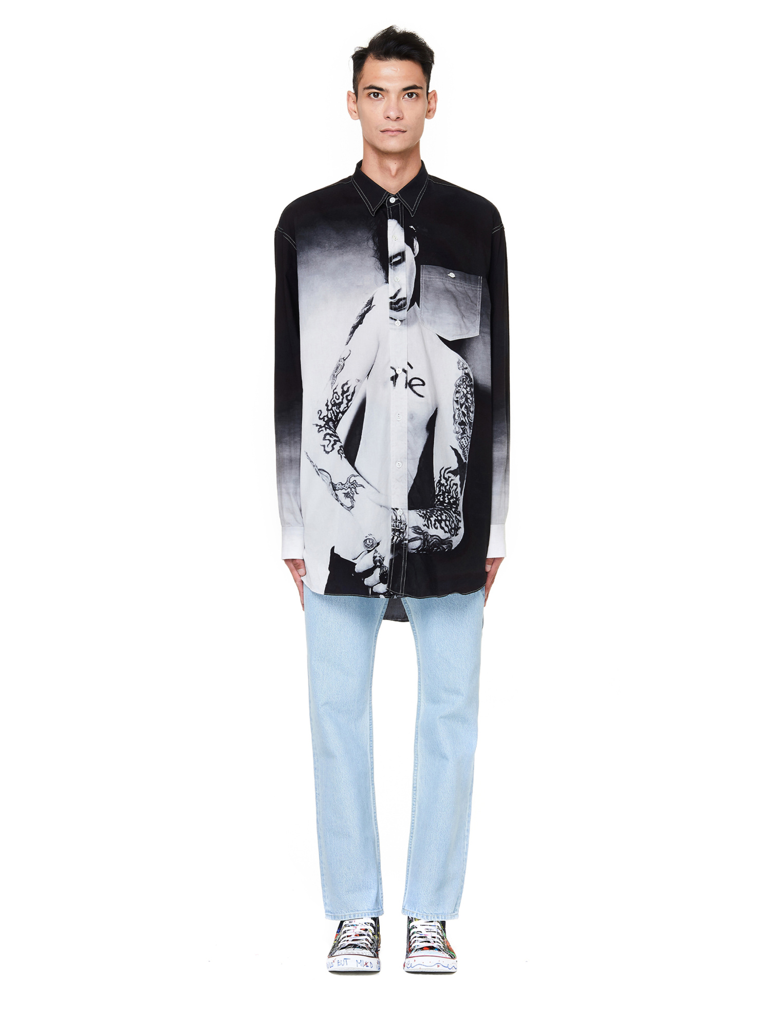 トップス VETEMENTS maririn manson Vetements Marilyn Manson Printed Shirt - Pink | Garmentory