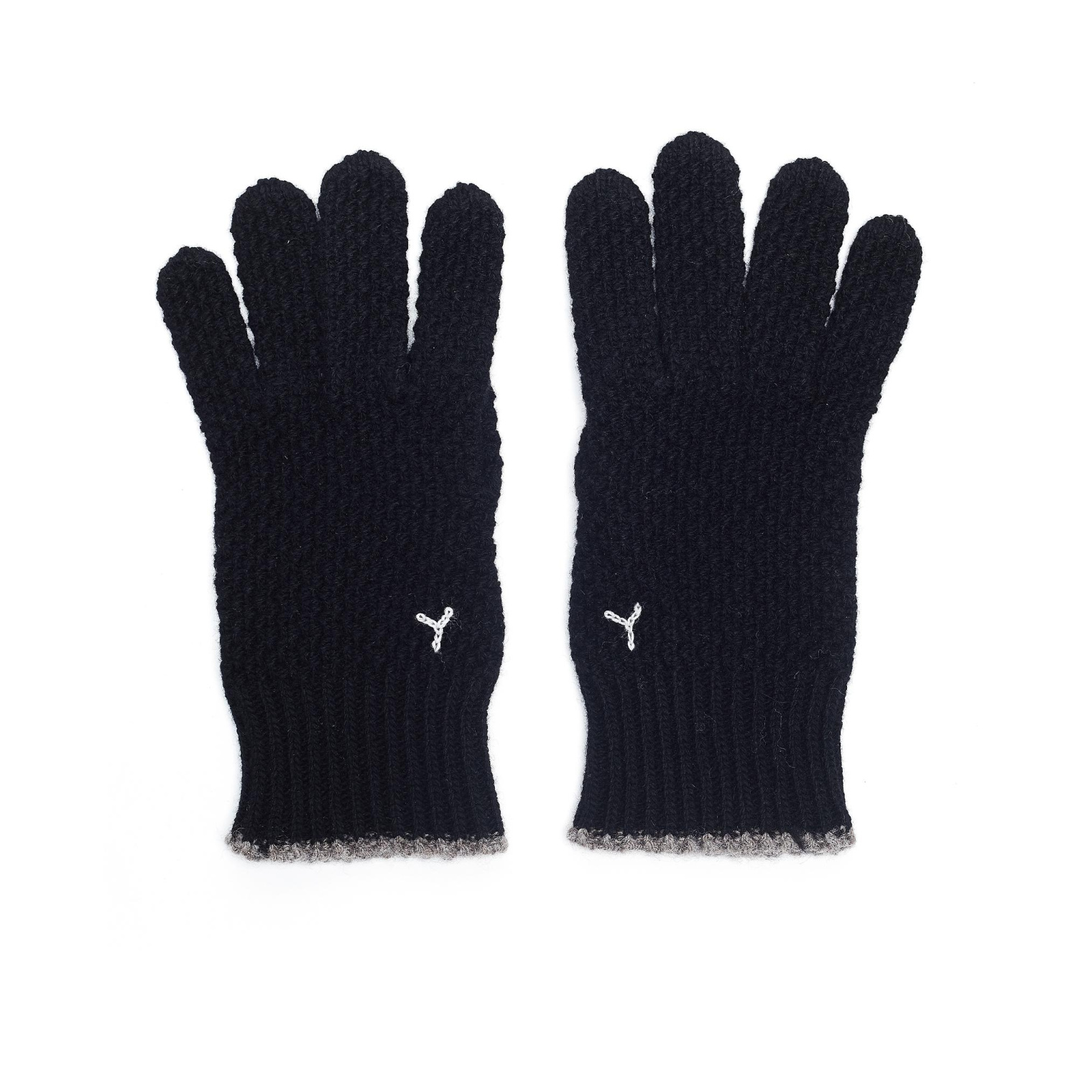 Y\'s Black Wool Embroidered Gloves