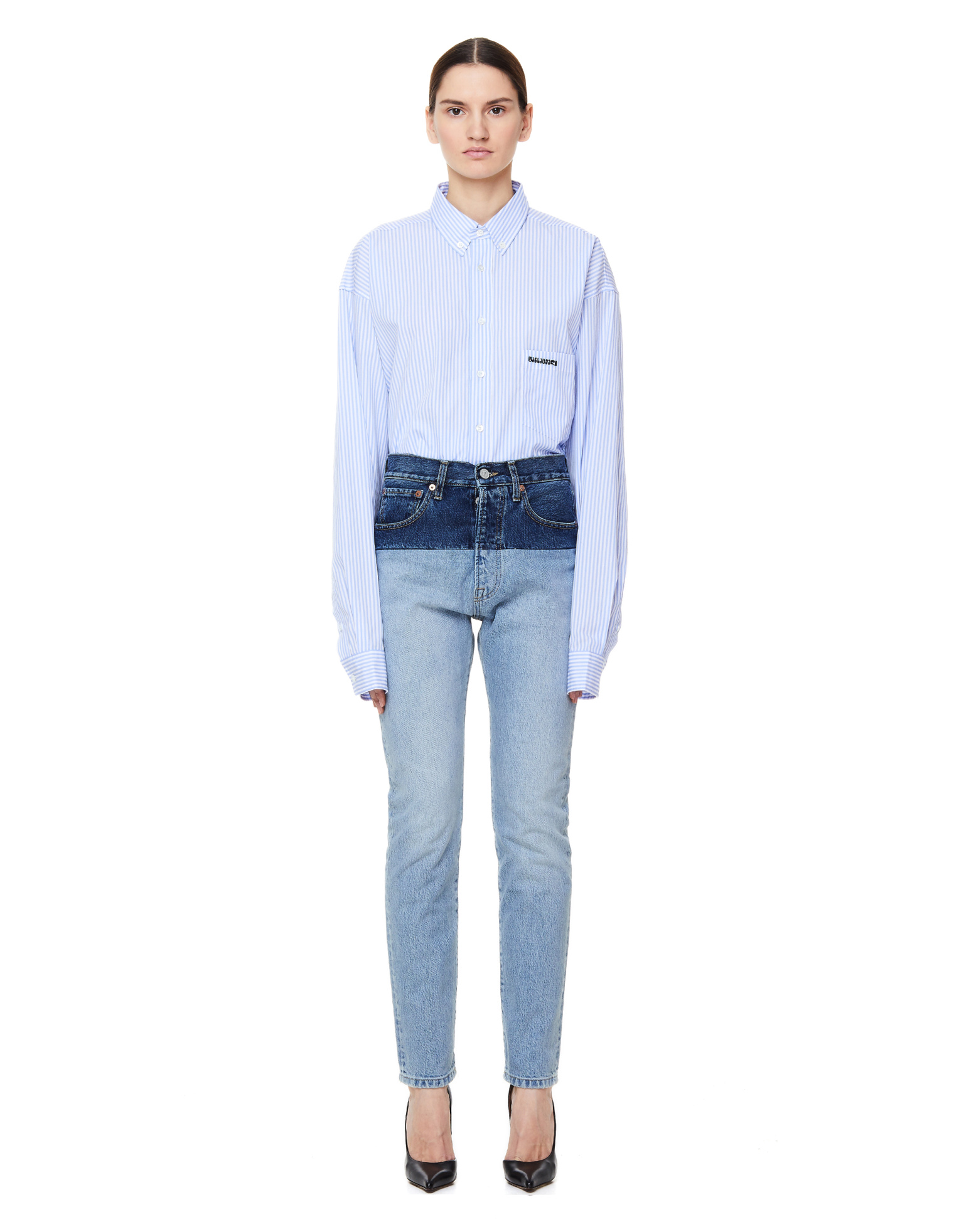 VETEMENTS Рубашка из хлопка с вышивкой на грузинском