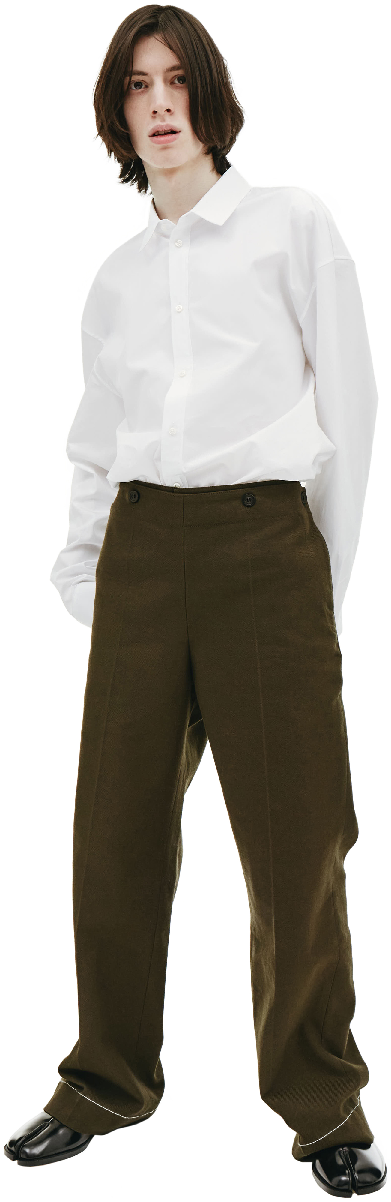 Maison Margiela Dark Green Wool & Cotton Trousers