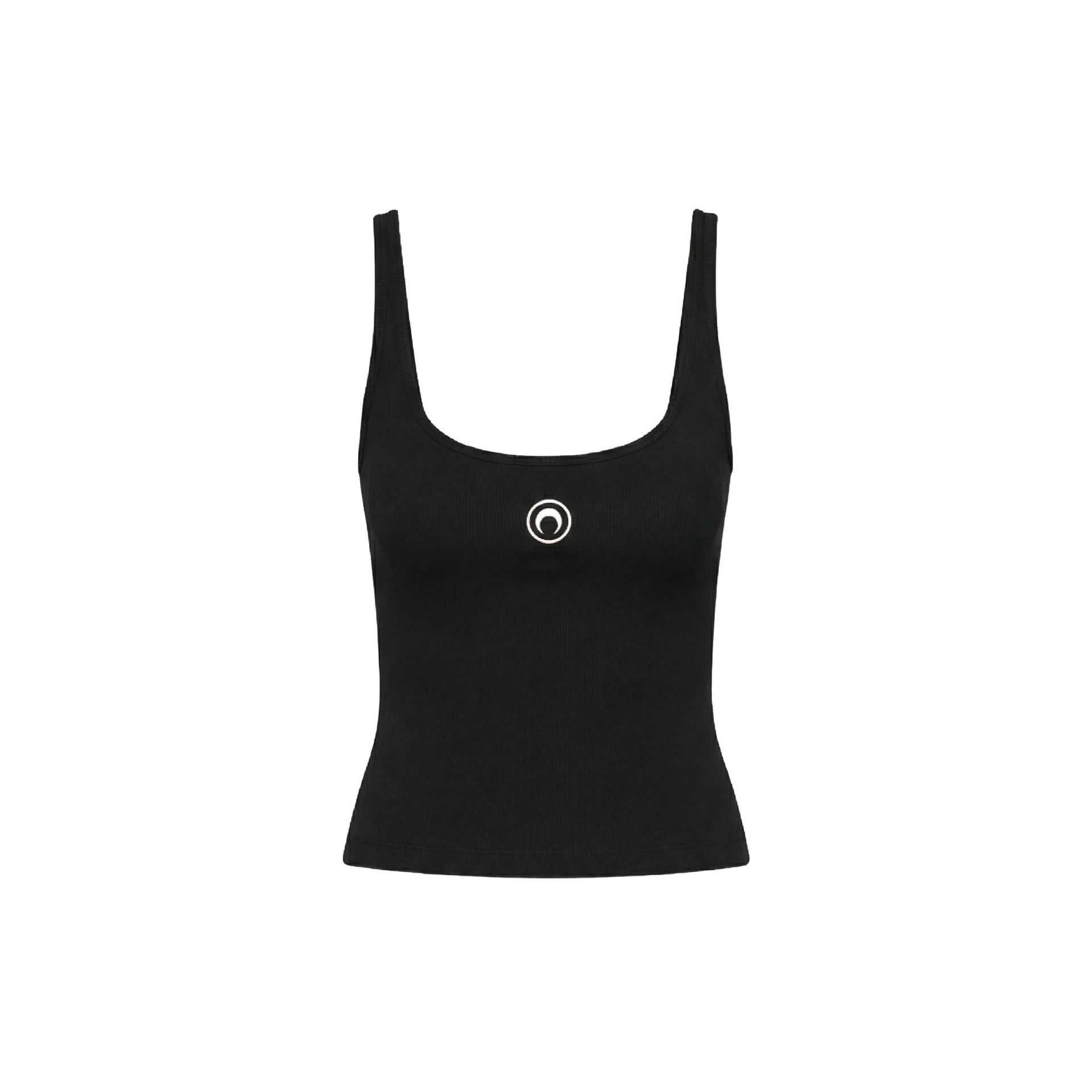 MARINE SERRE Moon Logo Ribbed Jersey Cropped Tank Top