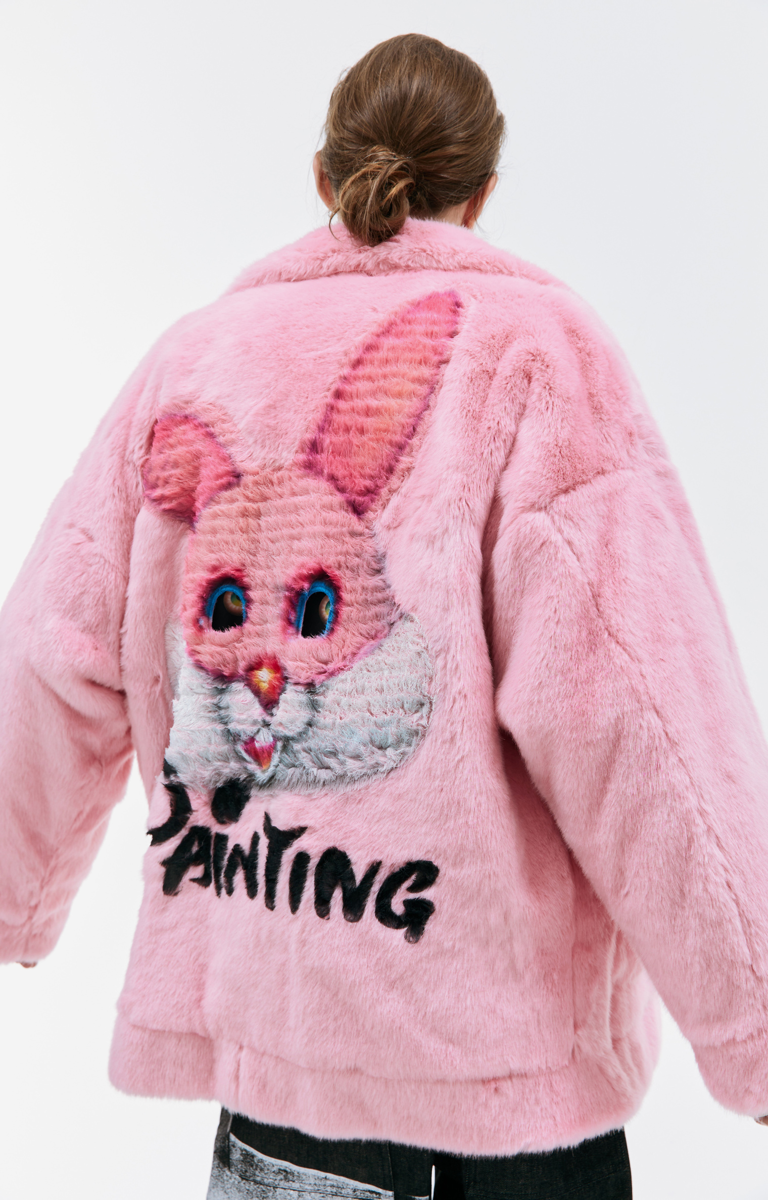 Doublet Pink hand-painted faux-fur jacket