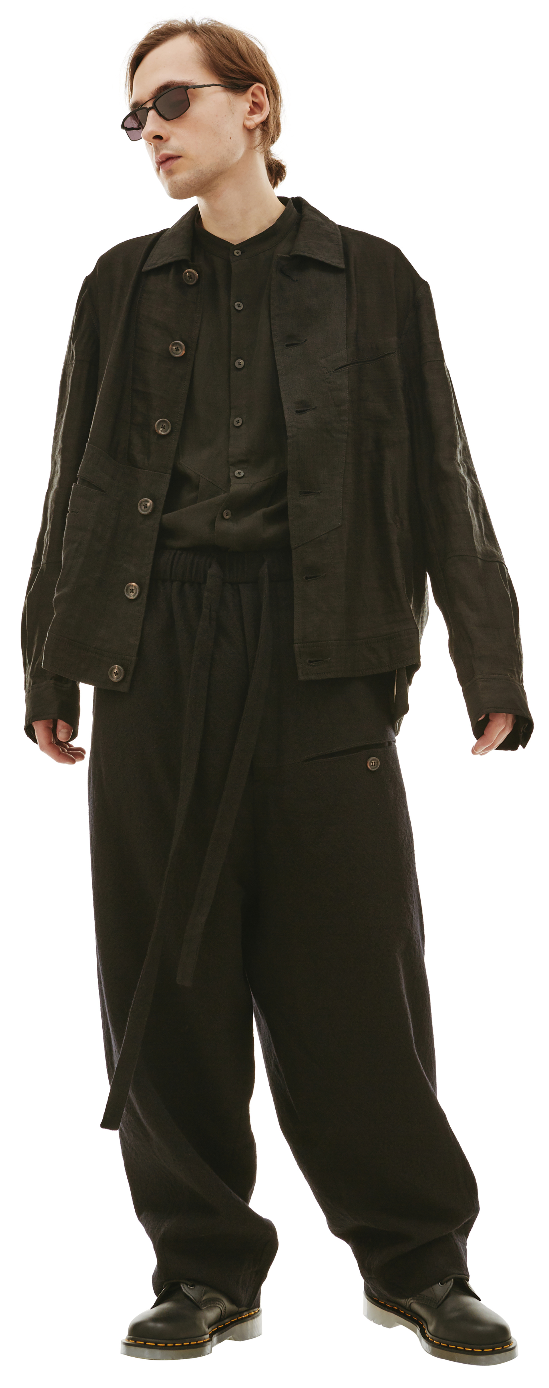 Ziggy Chen Wool waist drawstring trousers
