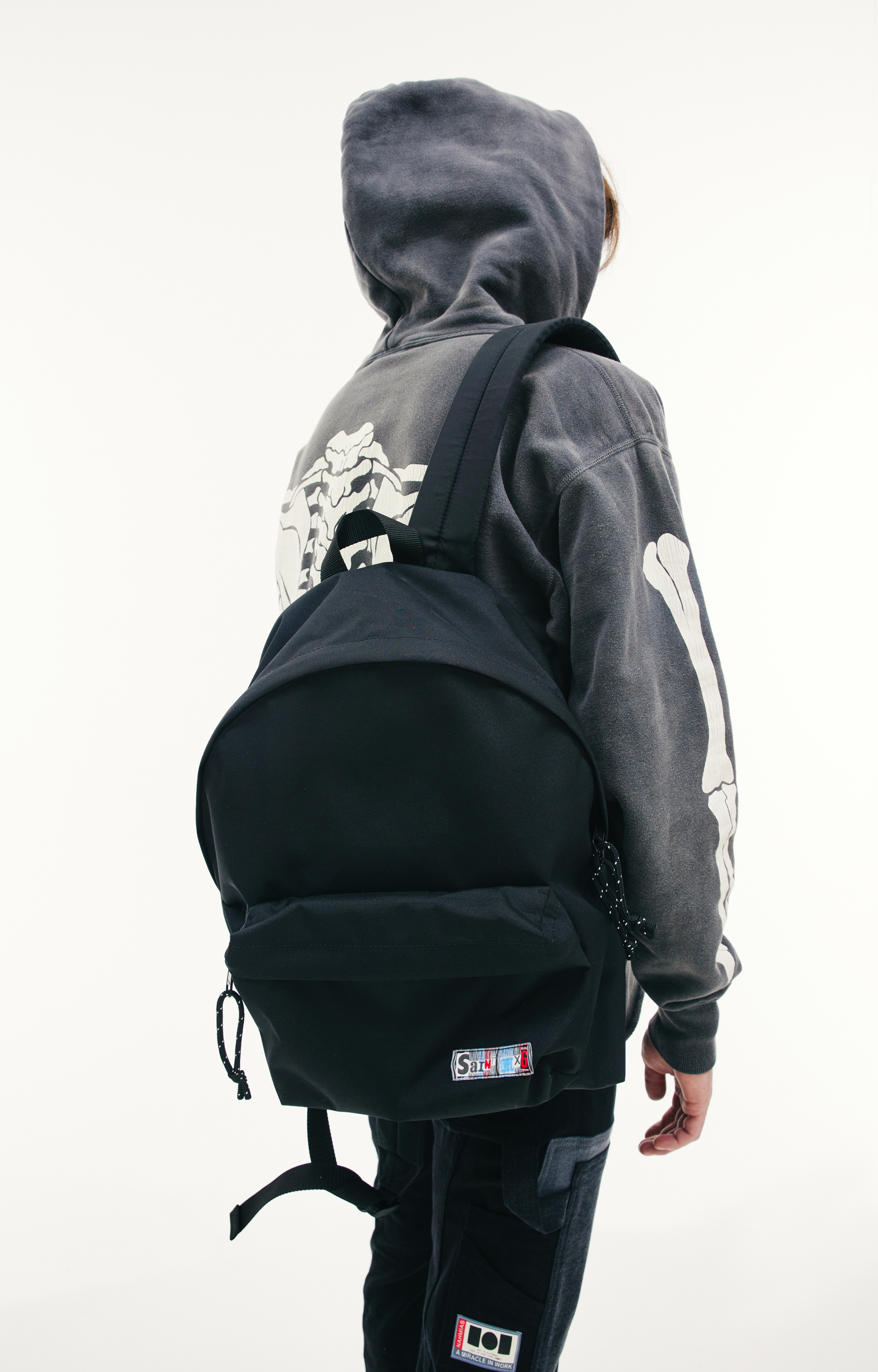 Saint Michael Black medium backpack  with logo patch