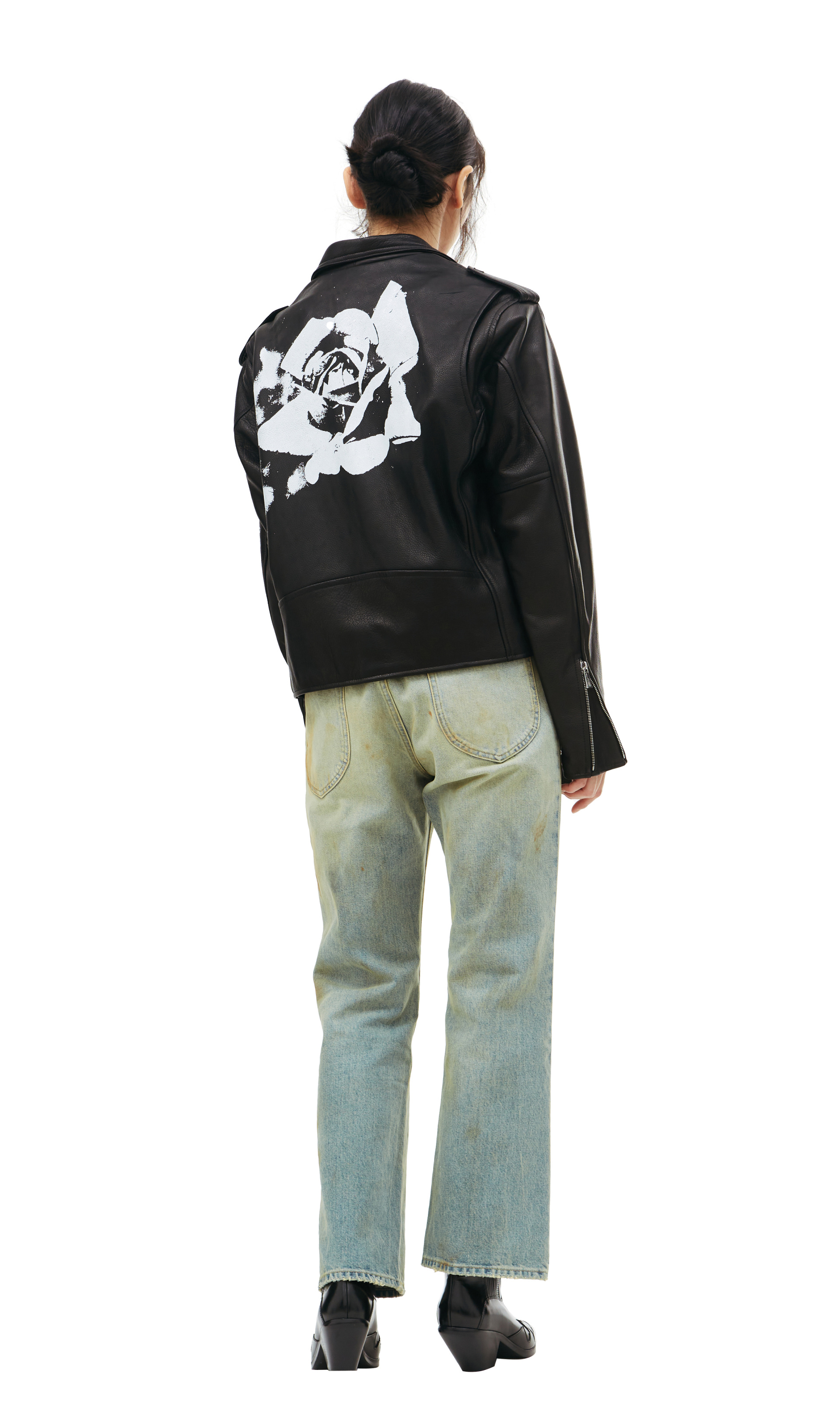 Enfants Riches Déprimés Rose print moto jacket