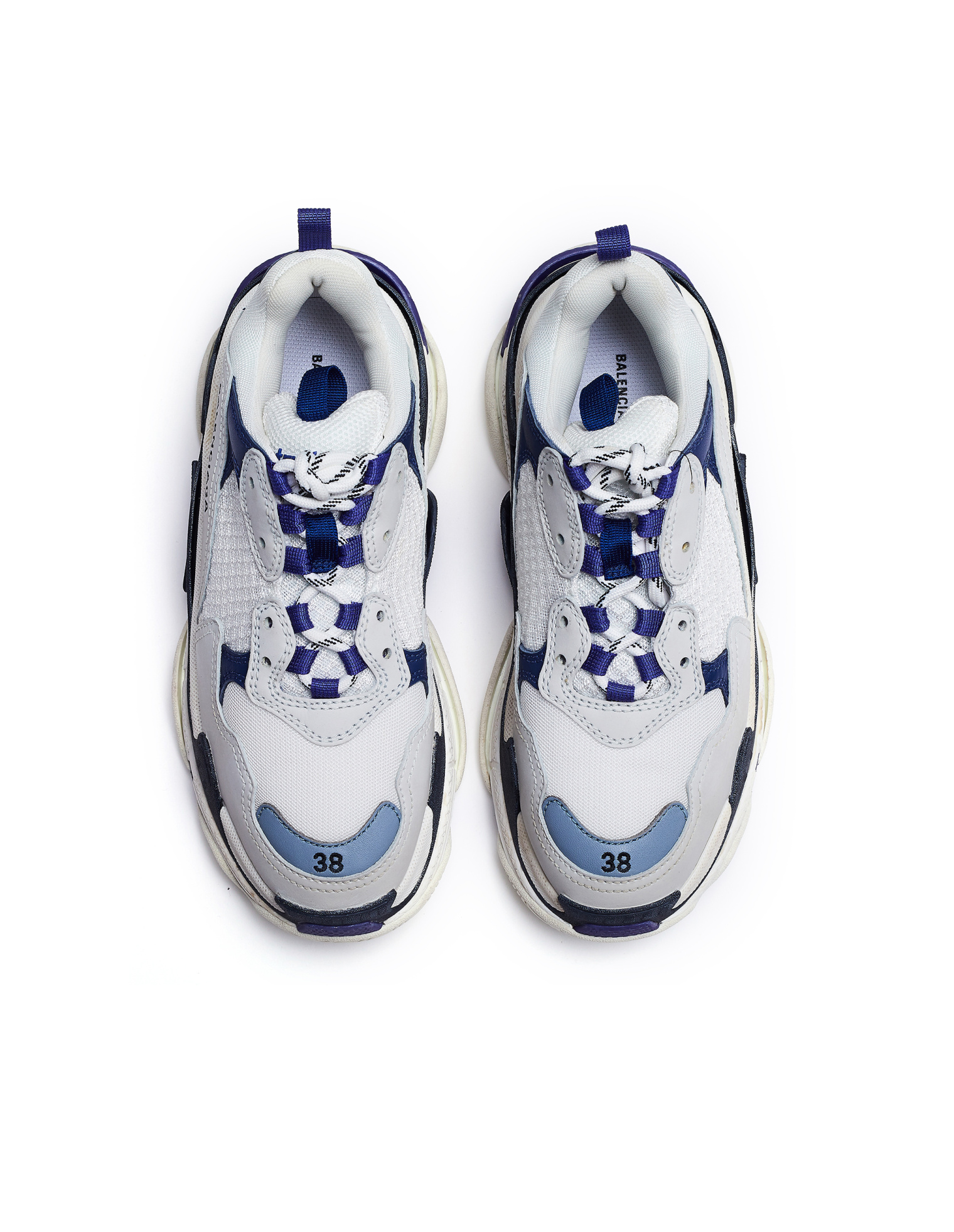 Balenciaga White & Purple Triple S Sneakers
