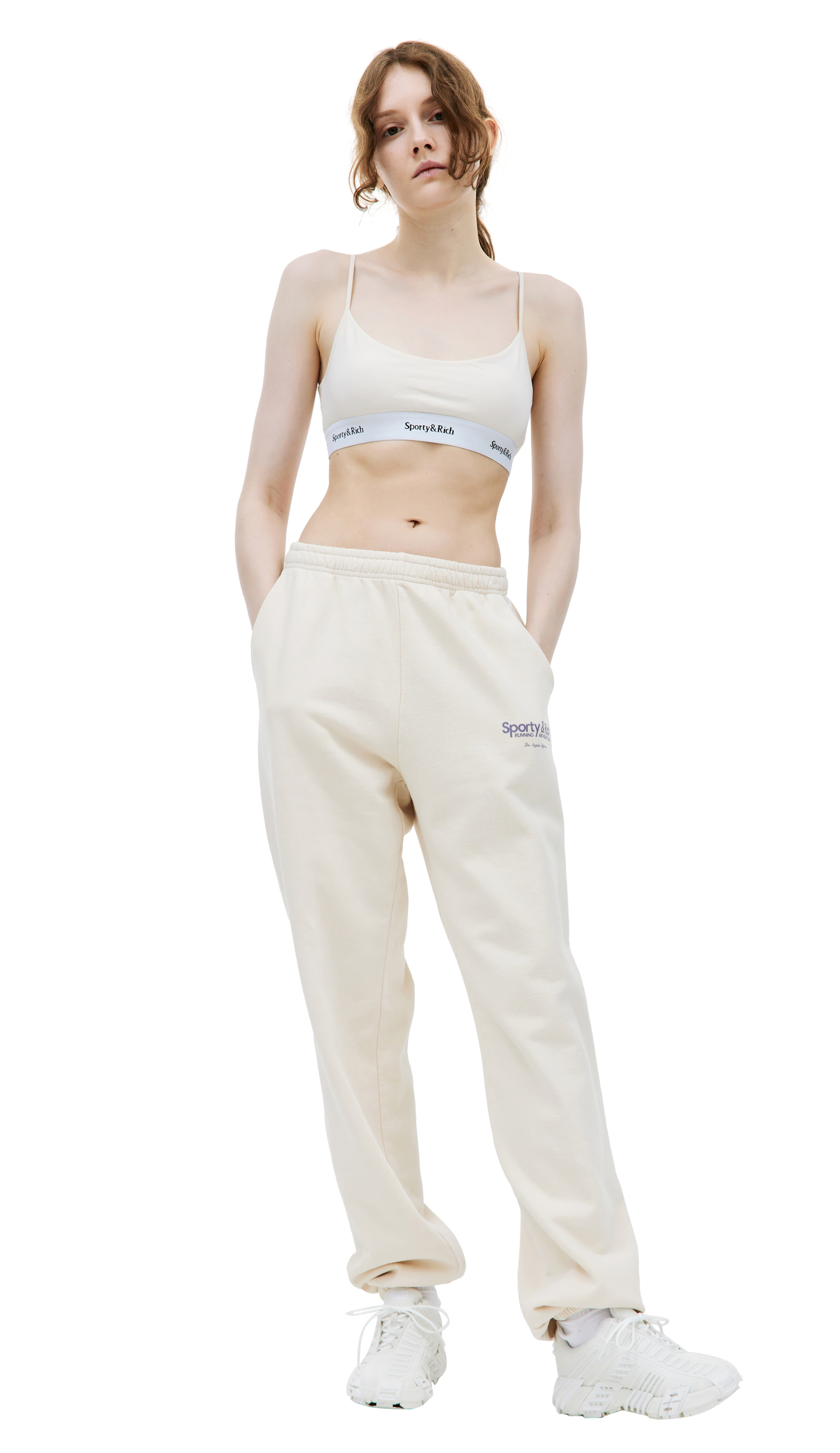 Buy SPORTY & RICH women beige club sweatpants for $103