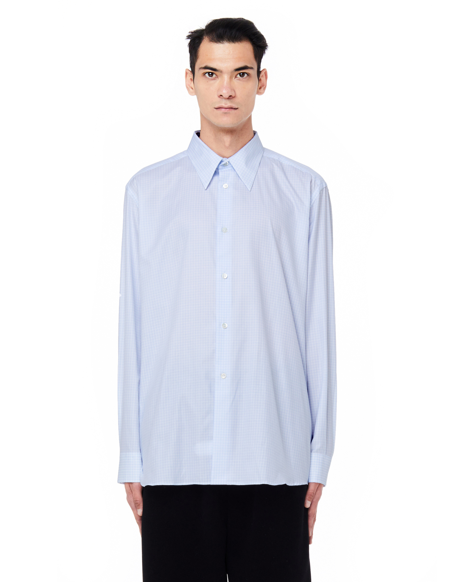Raf Simons Light Blue Checked Plastic Pocket Shirt