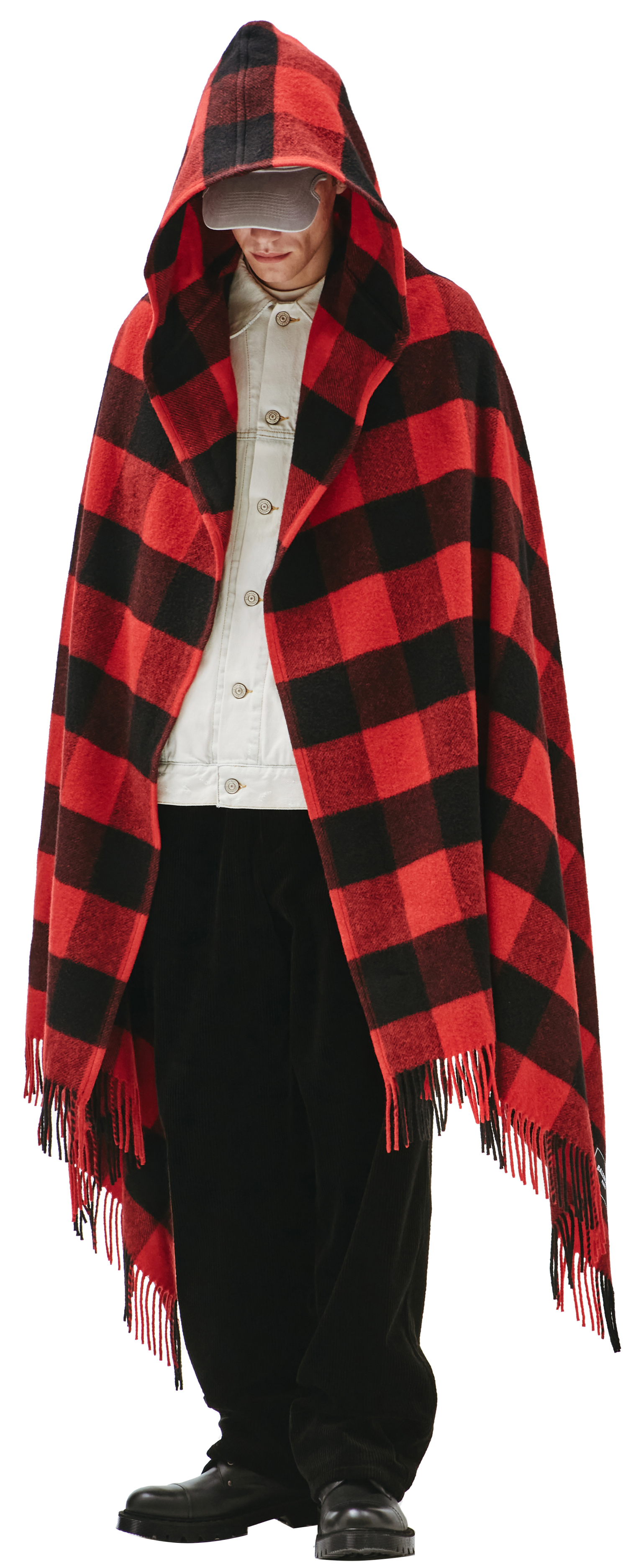 Balenciaga Black & Red Hooded Poncho