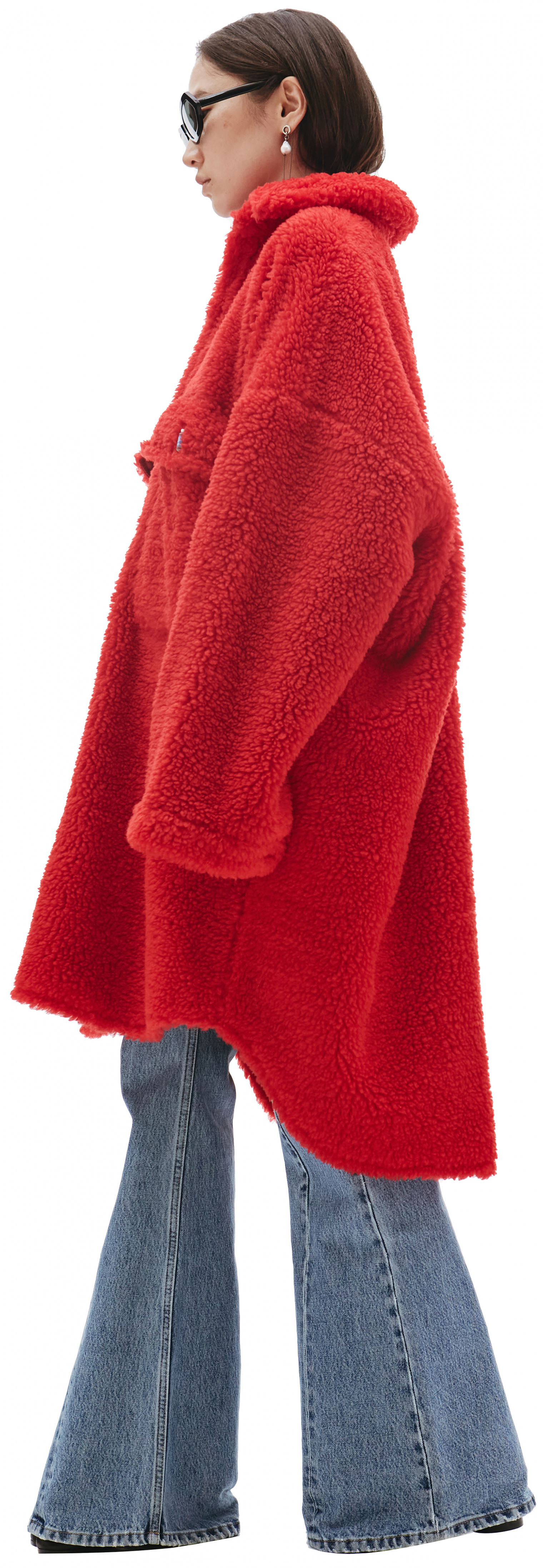 Doublet Recycle Fur Oversized Red Coat