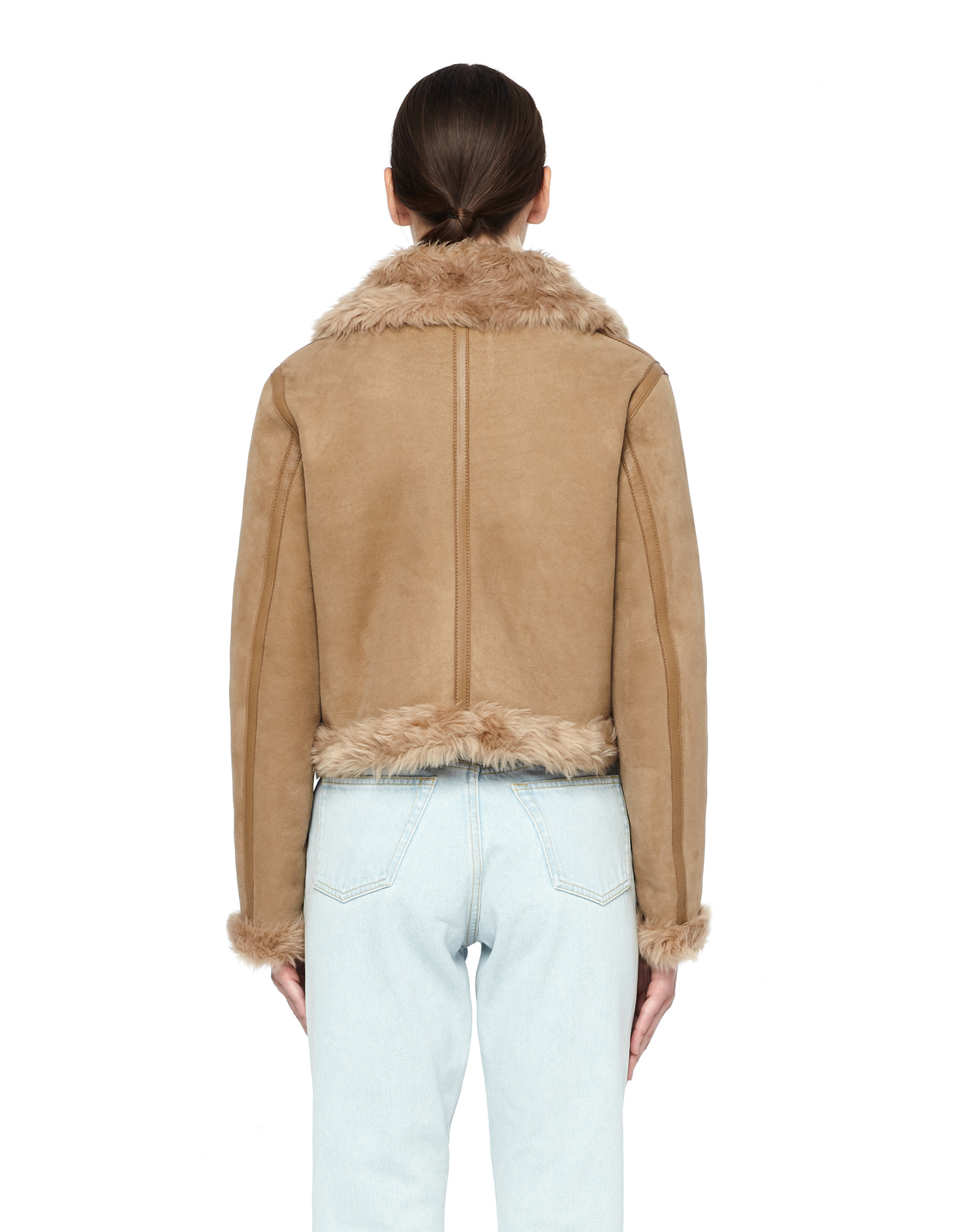 Balenciaga Shearling Beige Jacket with Scarf