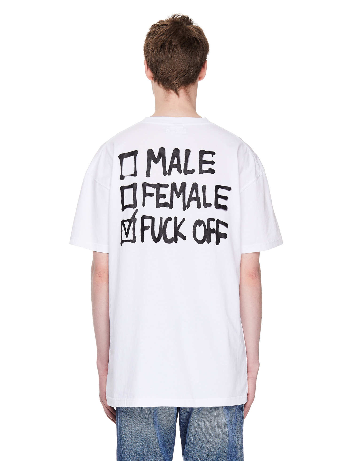VETEMENTS Белая хлопковая футболка с принтом