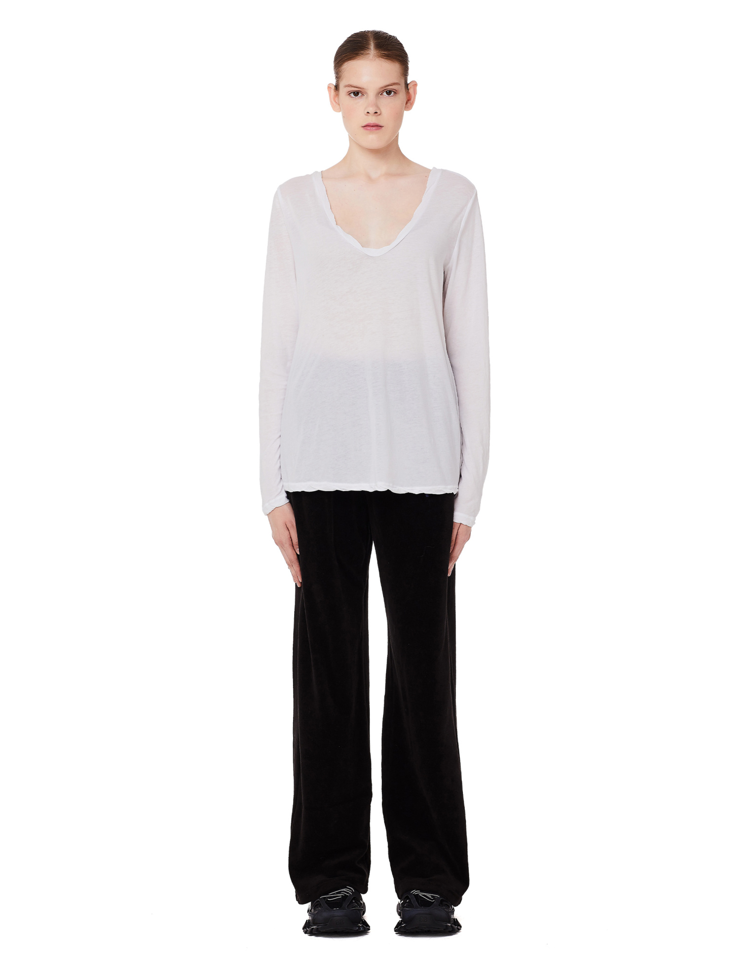 James Perse White cotton L/S T-Shirt