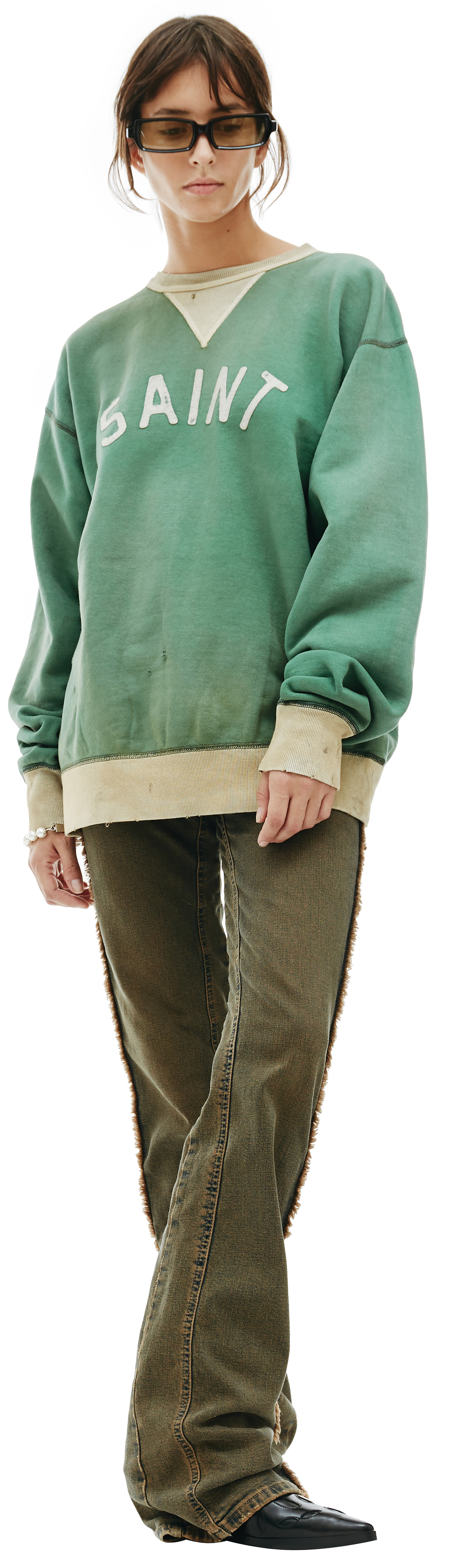 Saint Michael Patched cotton sweatshirt