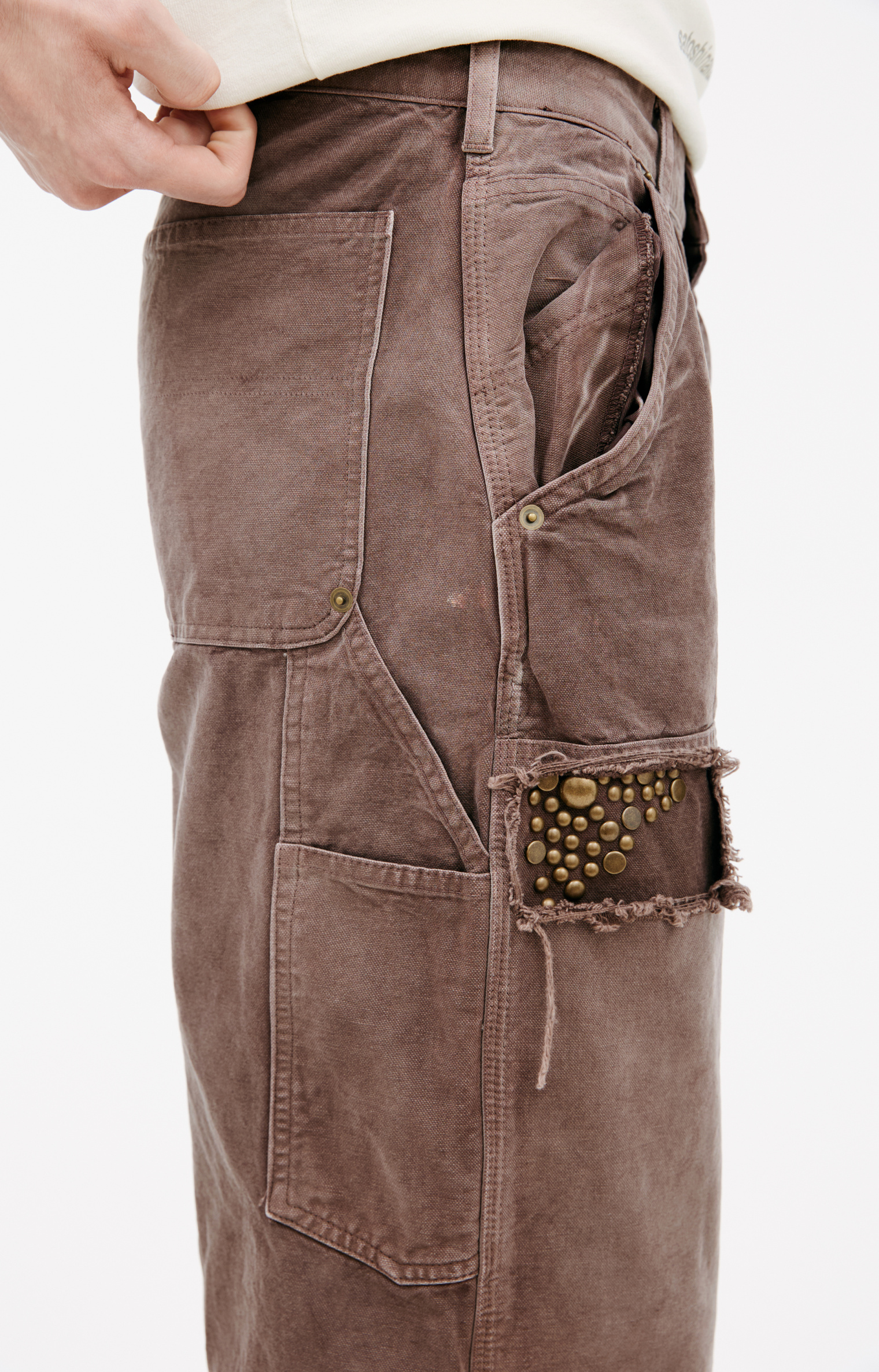 Satoshi Nakamoto Trousers with distressed effect