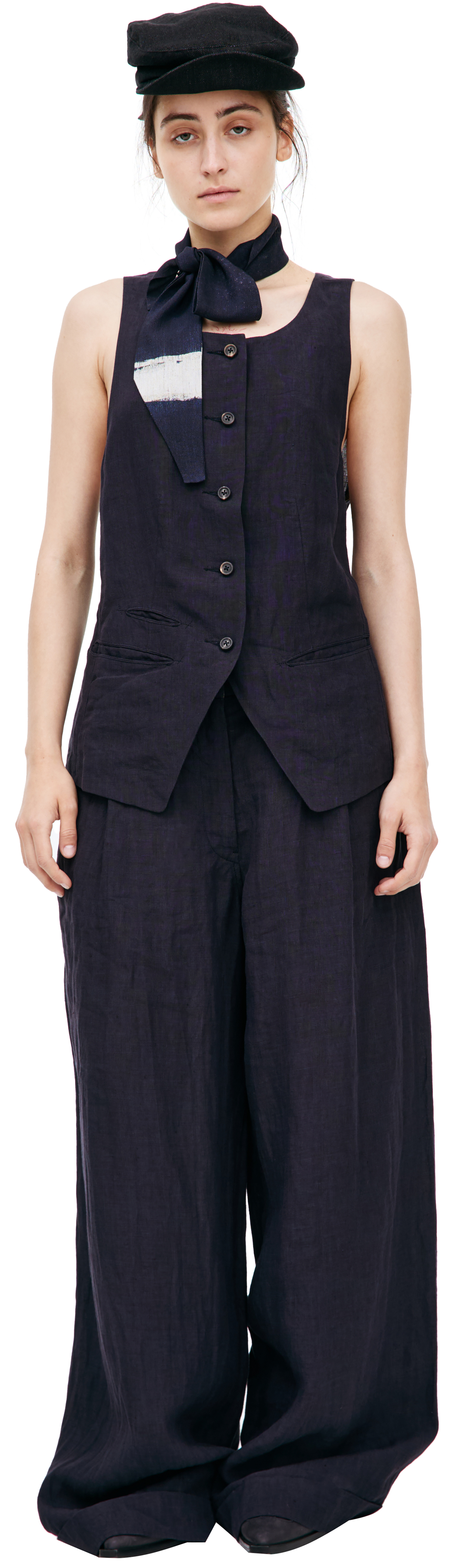 Ziggy Chen Plaid linen vest