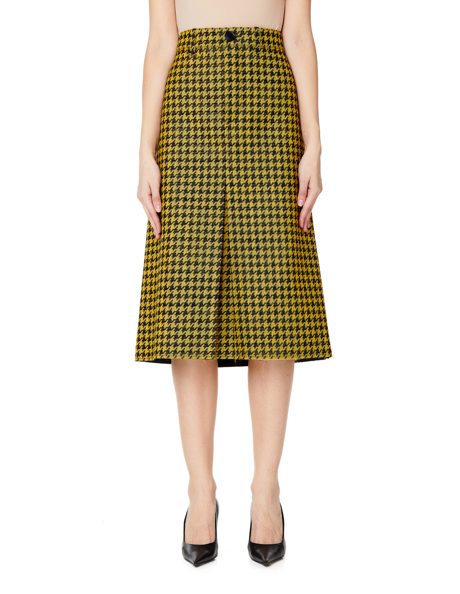 Balenciaga Wool Checked Pencil Skirt
