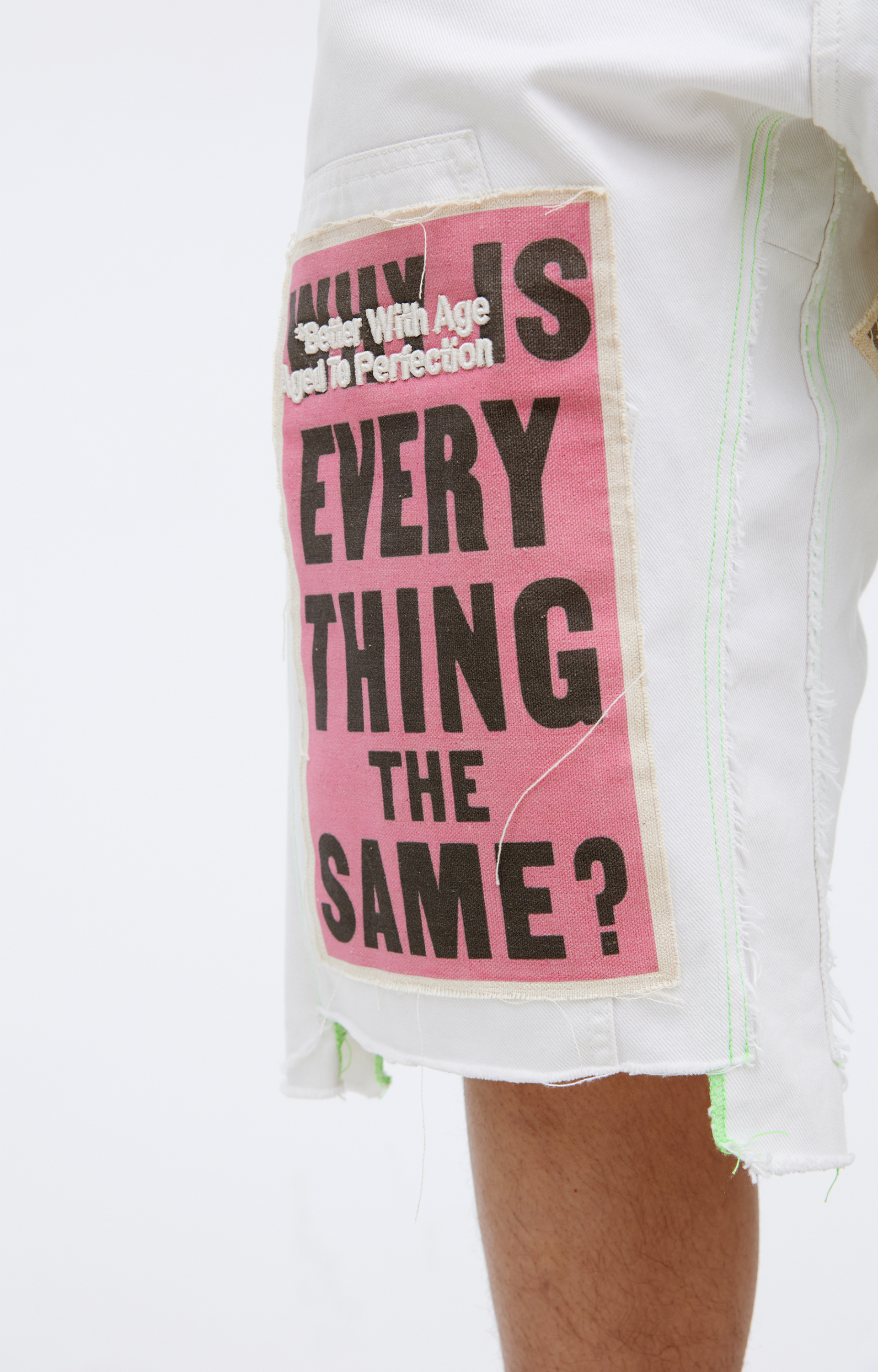 BETTER WITH AGE White shorts with patches