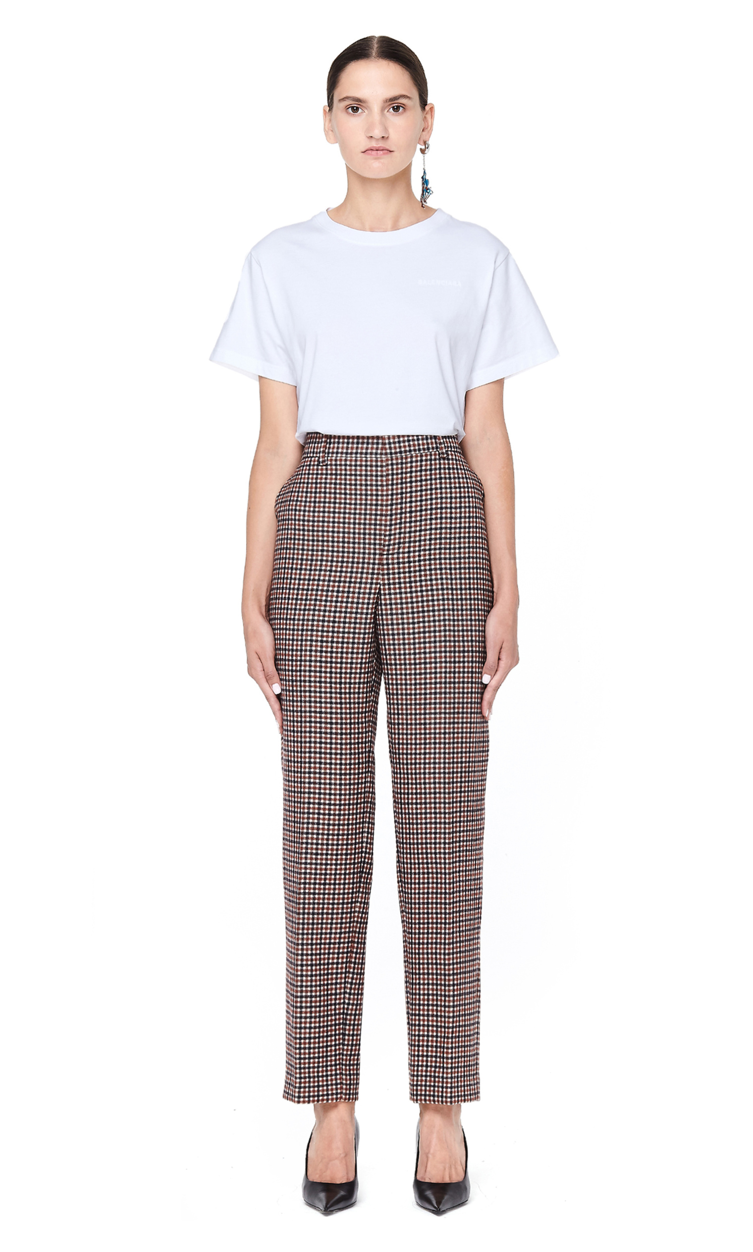 Balenciaga Carrots Wool Vichy High Waisted Pants