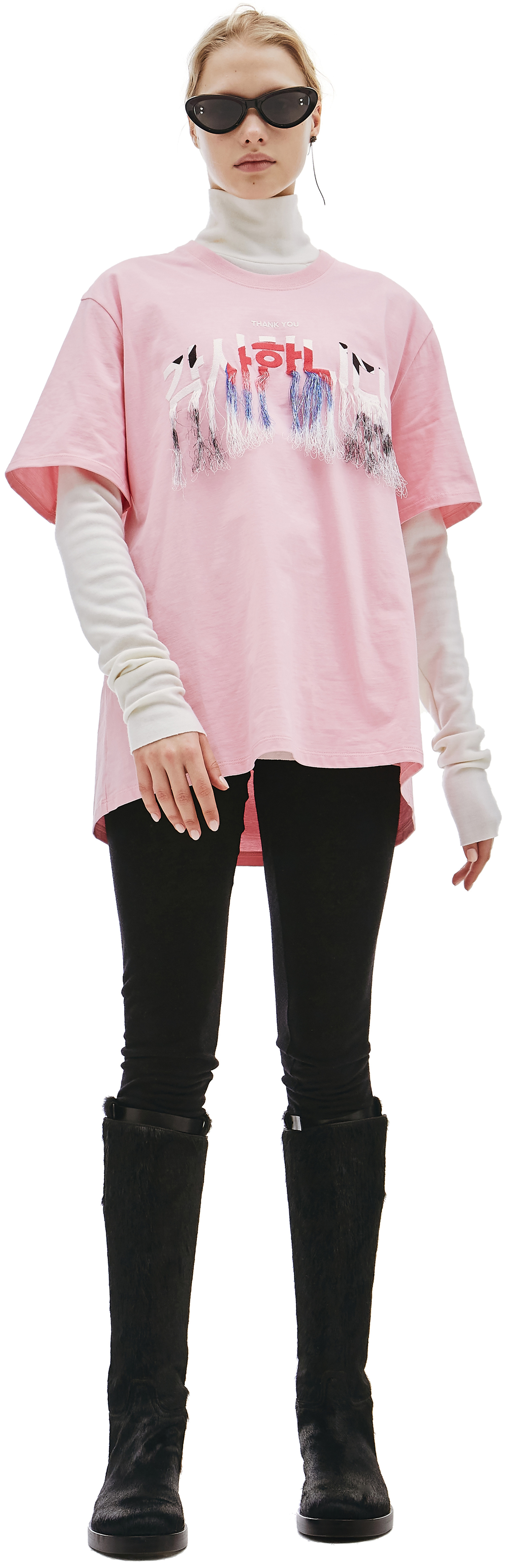 Doublet Pink Embroidered Cotton T-Shirt