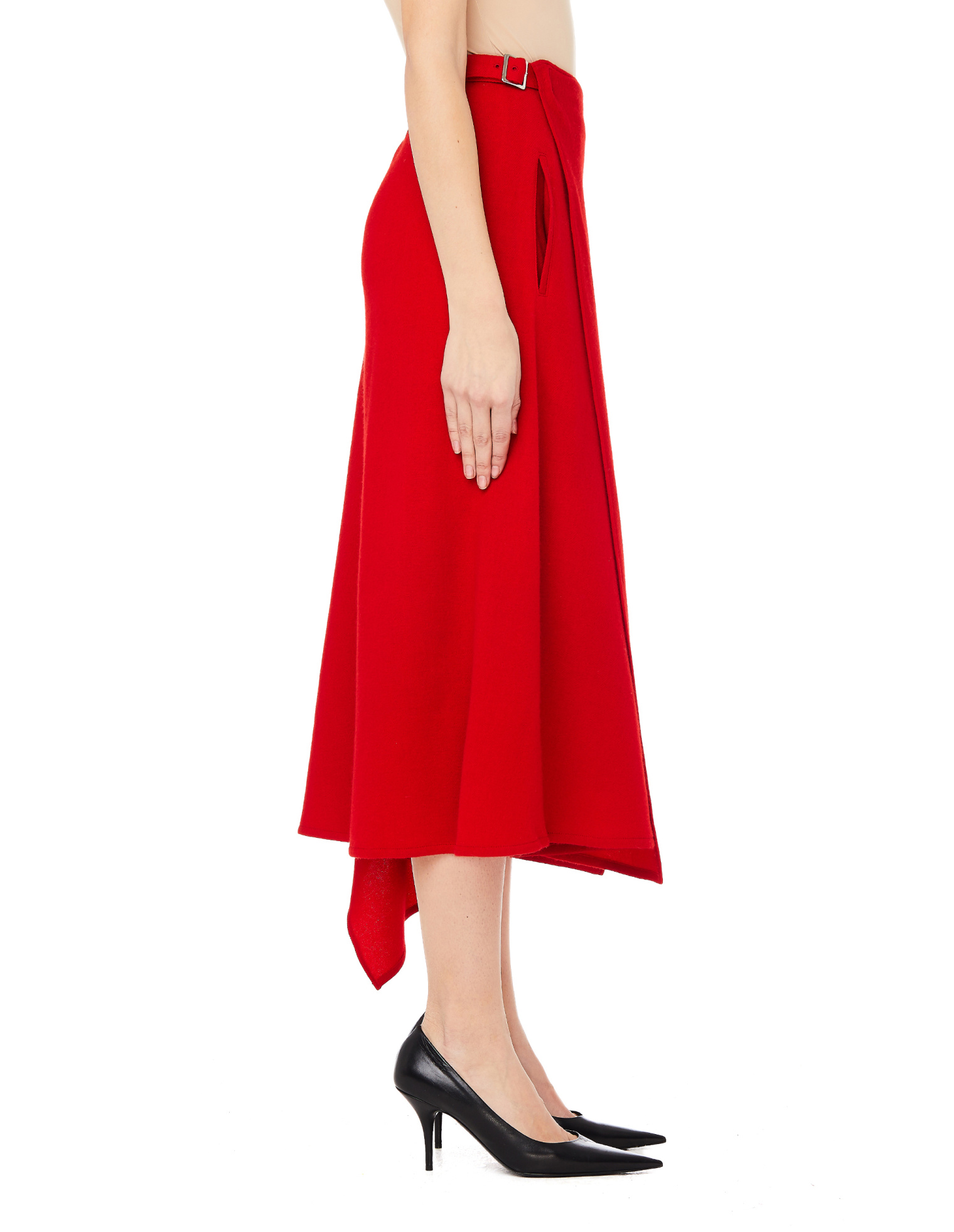 Yohji Yamamoto Red Wool Wrap Skirt