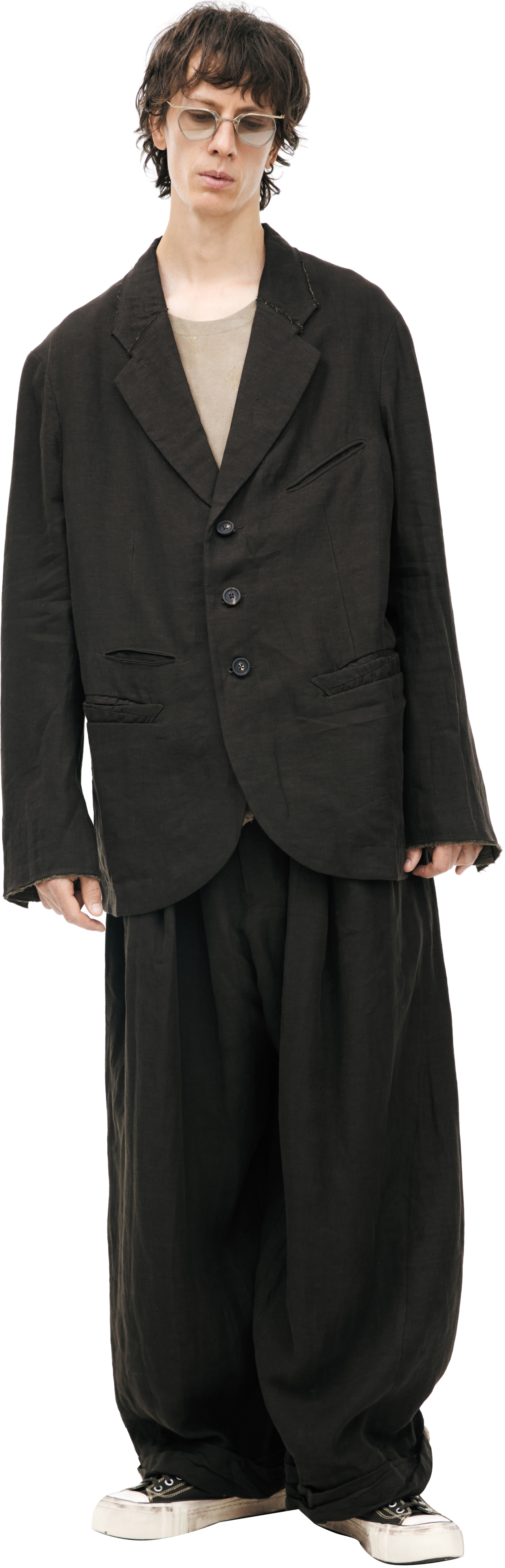 Ziggy Chen Single-breasted linen jacket