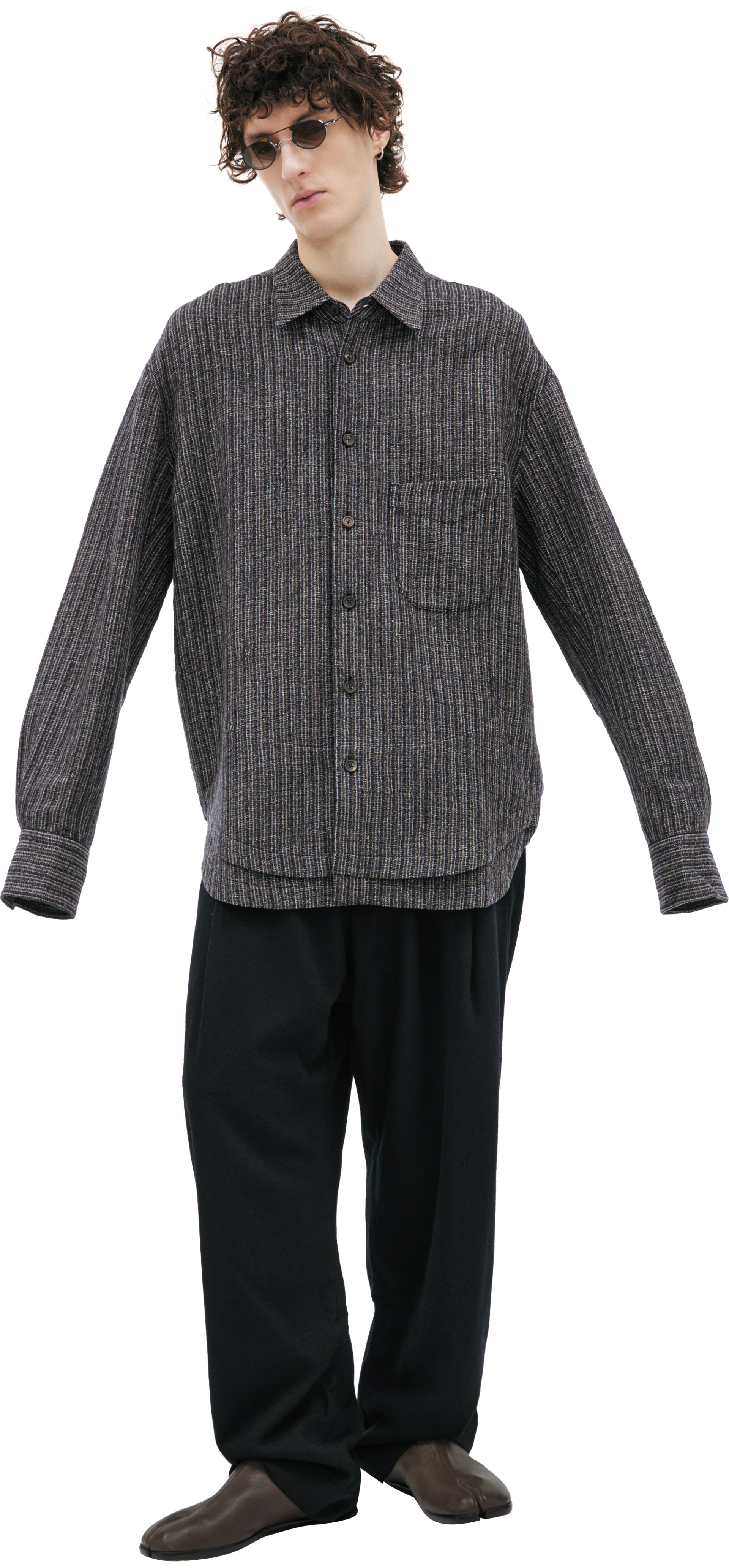 Ziggy Chen Graphite wool & linen shirt