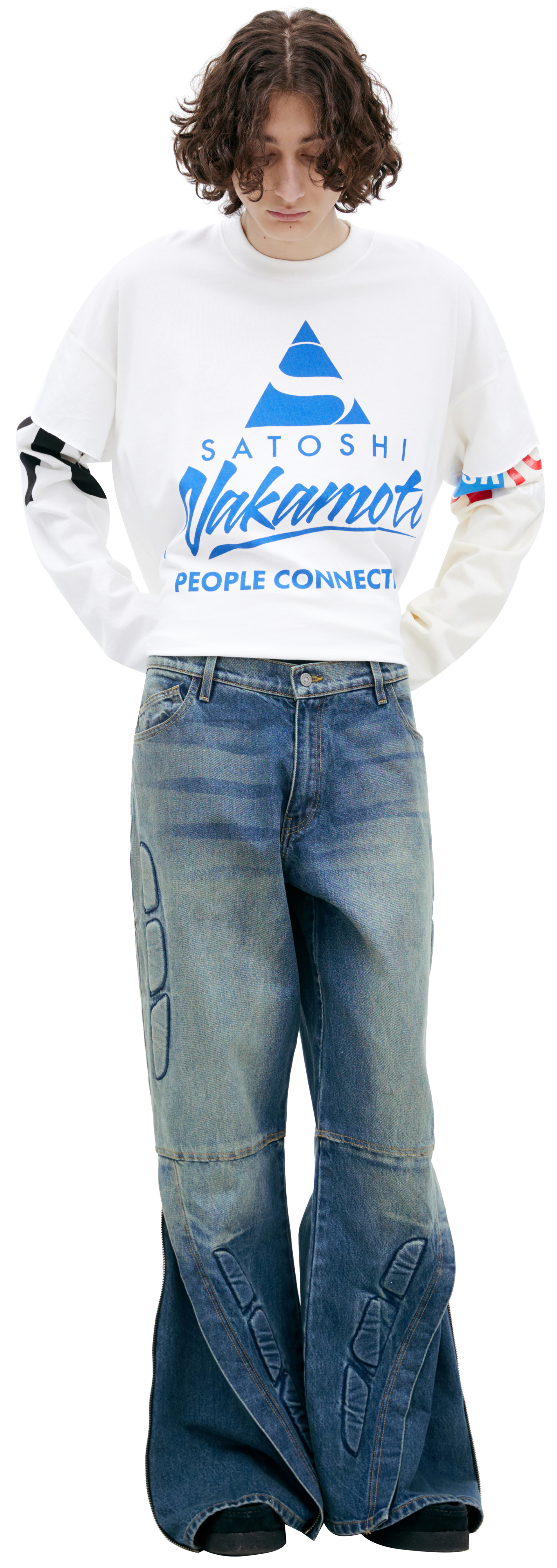 Satoshi Nakamoto Wide jeans with zippers