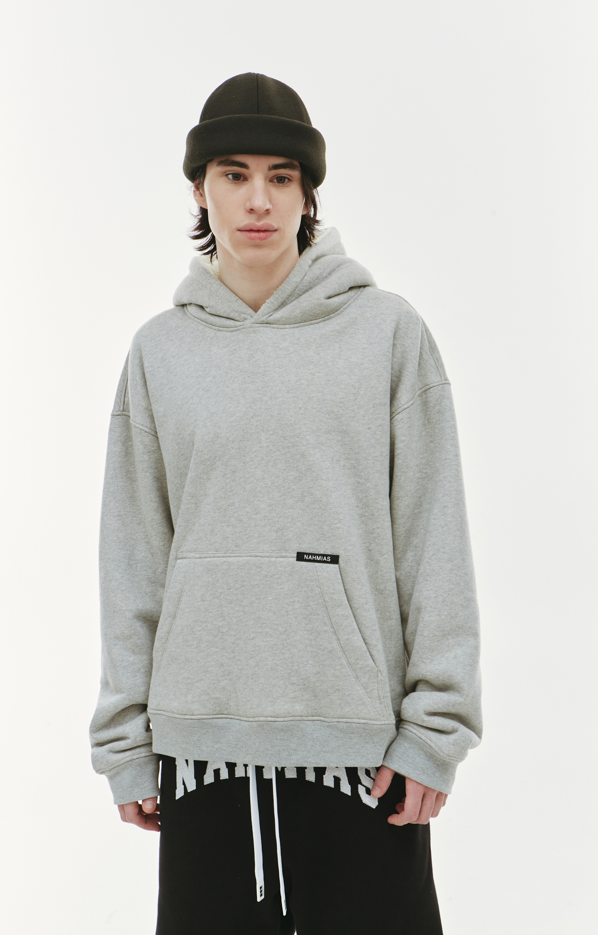 Nahmias Grey shearling hoodie