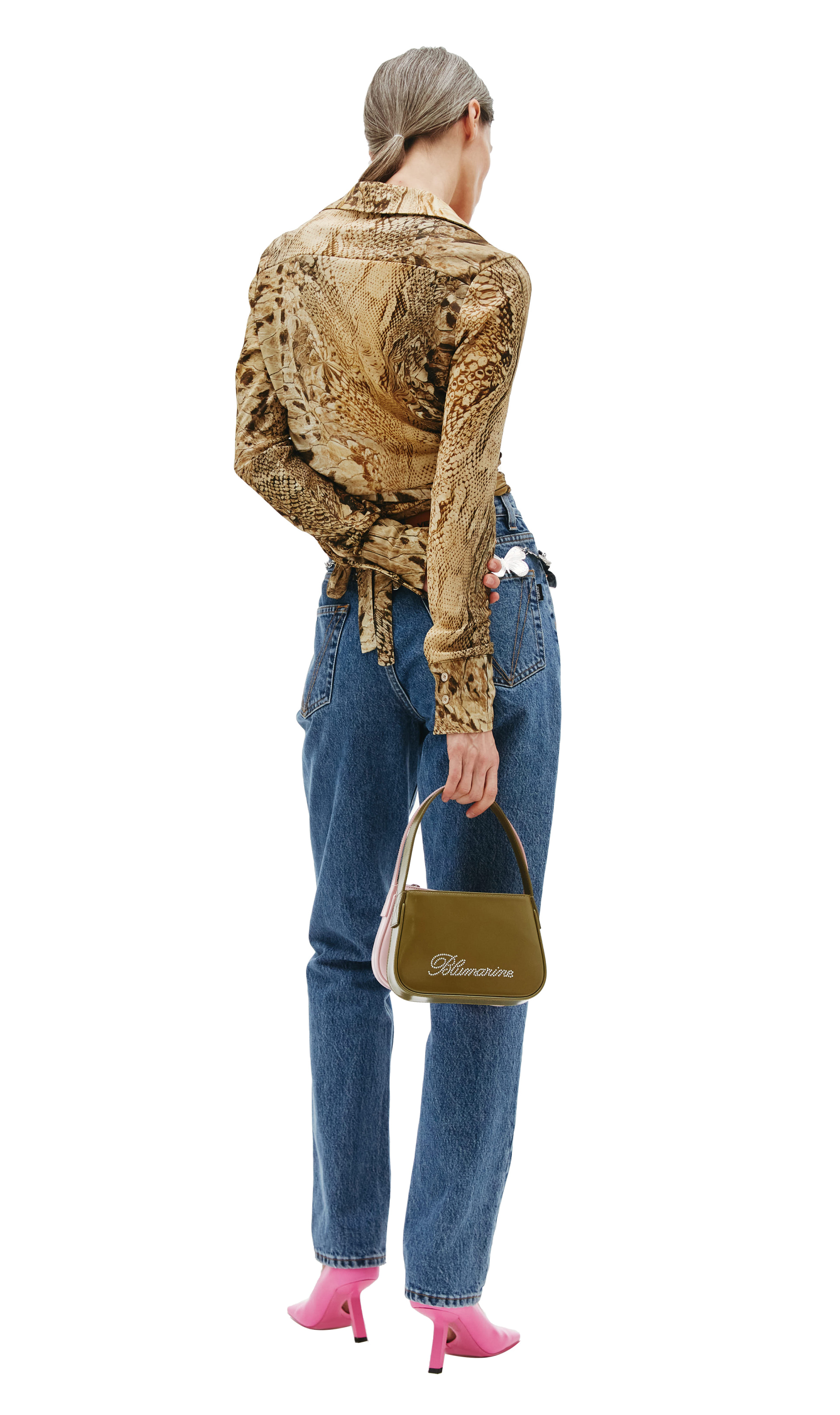 Blumarine Crossed blouse with animal print