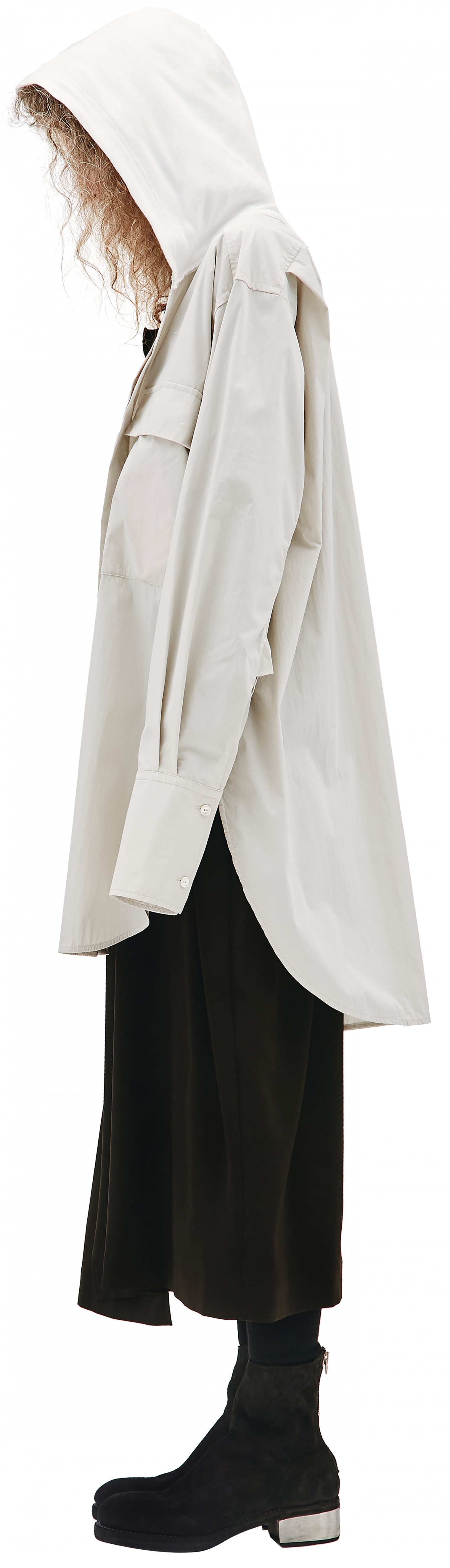 Y\'s White Cotton Hooded Shirt