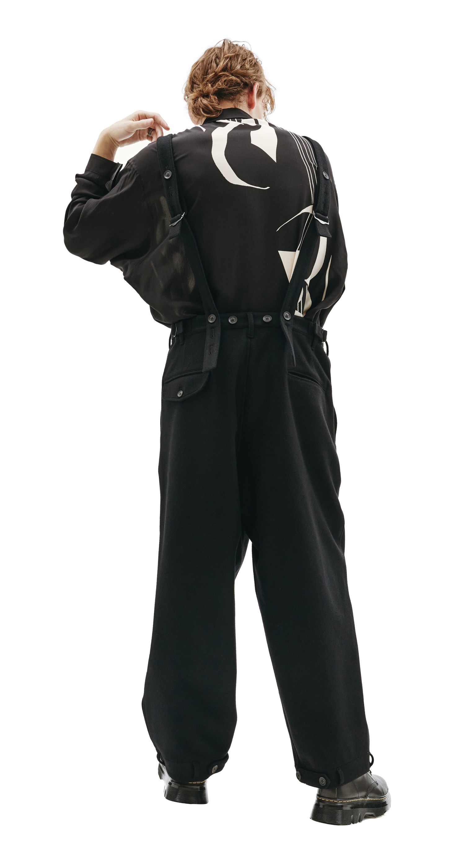 Yohji Yamamoto compressed melton suspender pants