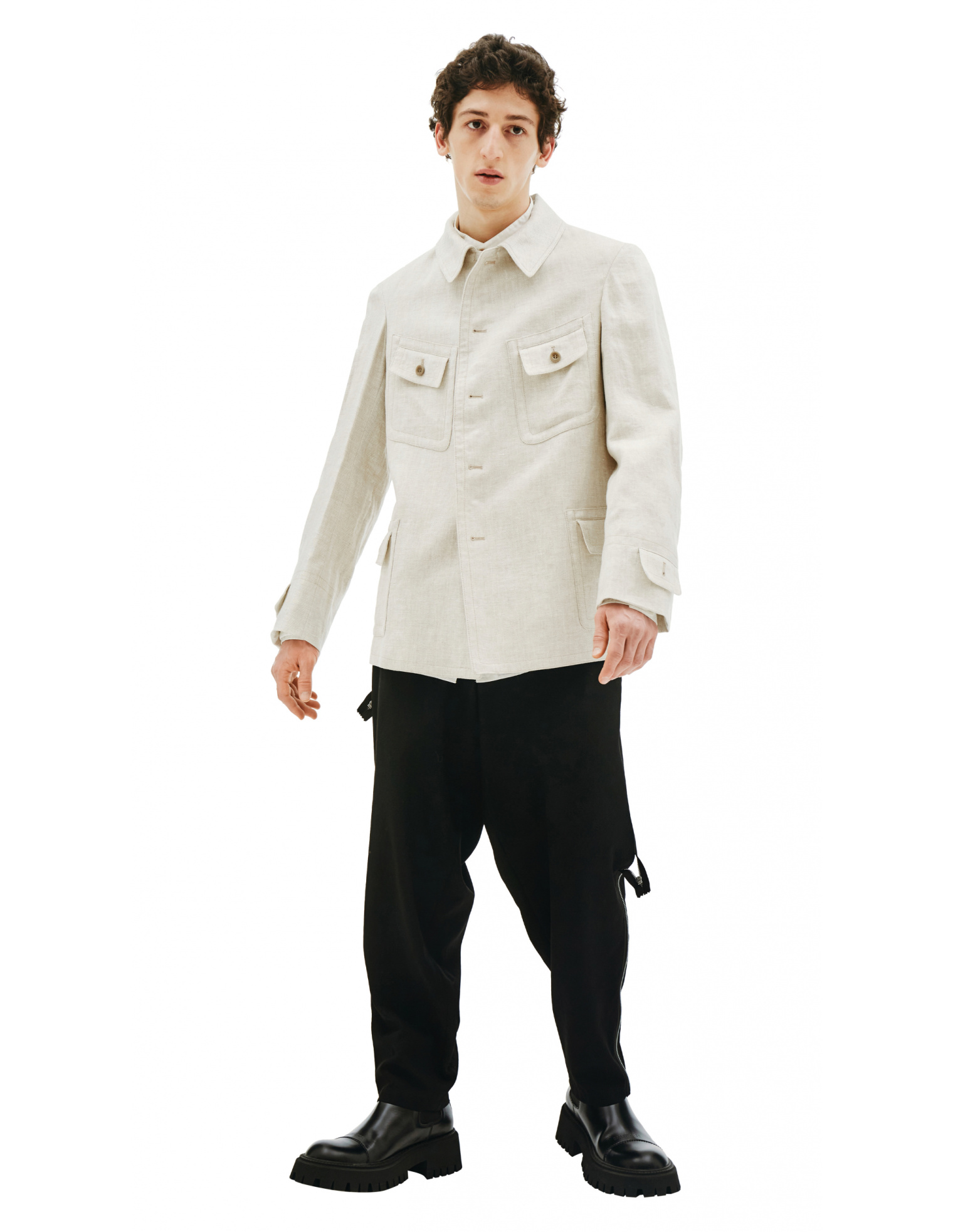 Maison Margiela Beige Linen Jacket With Pockets